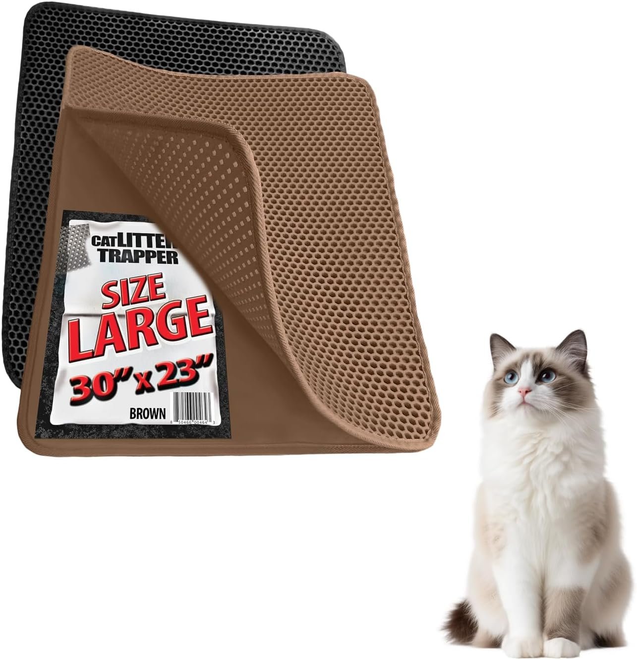 iPrimio Cat Litter Trapper Mat, Waterproof, Double Layer, 30″ x 23″, Brown
