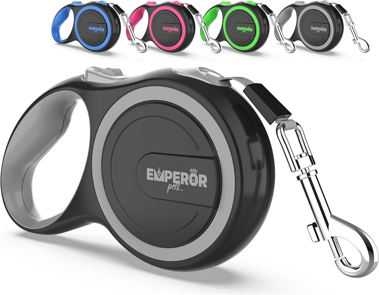 Emperor Pets 26 ft Retractable Dog Leash – Heavy Duty Retractable Pet Leash with Anti-Slip Grip – Reflective Dog Leash Tape for Medium to Large Dogs up to 100 lbs -GY26