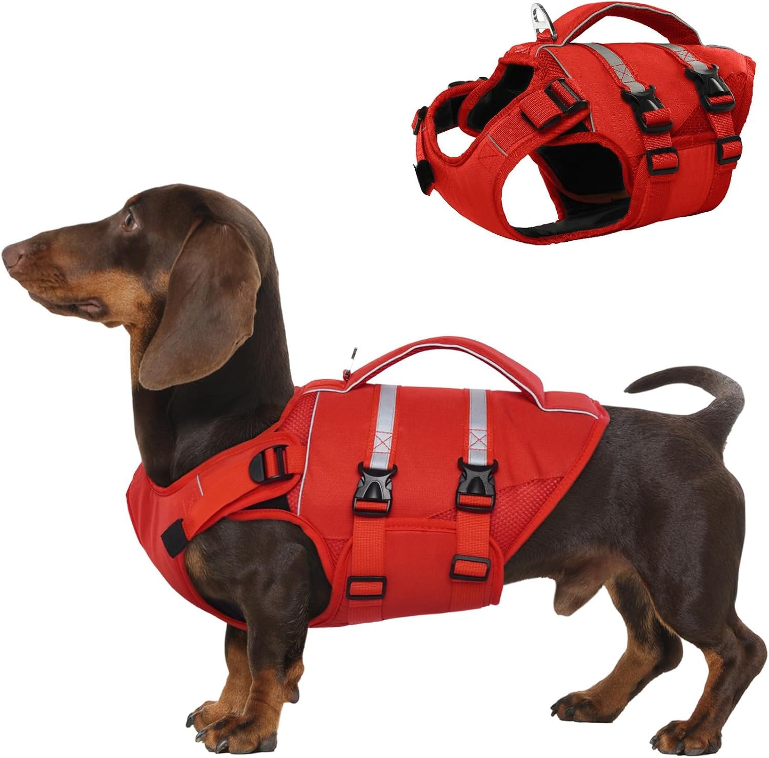 Kuoser Dog Life Jacket, High Flotation Dog Life Vest for Swimming Boating