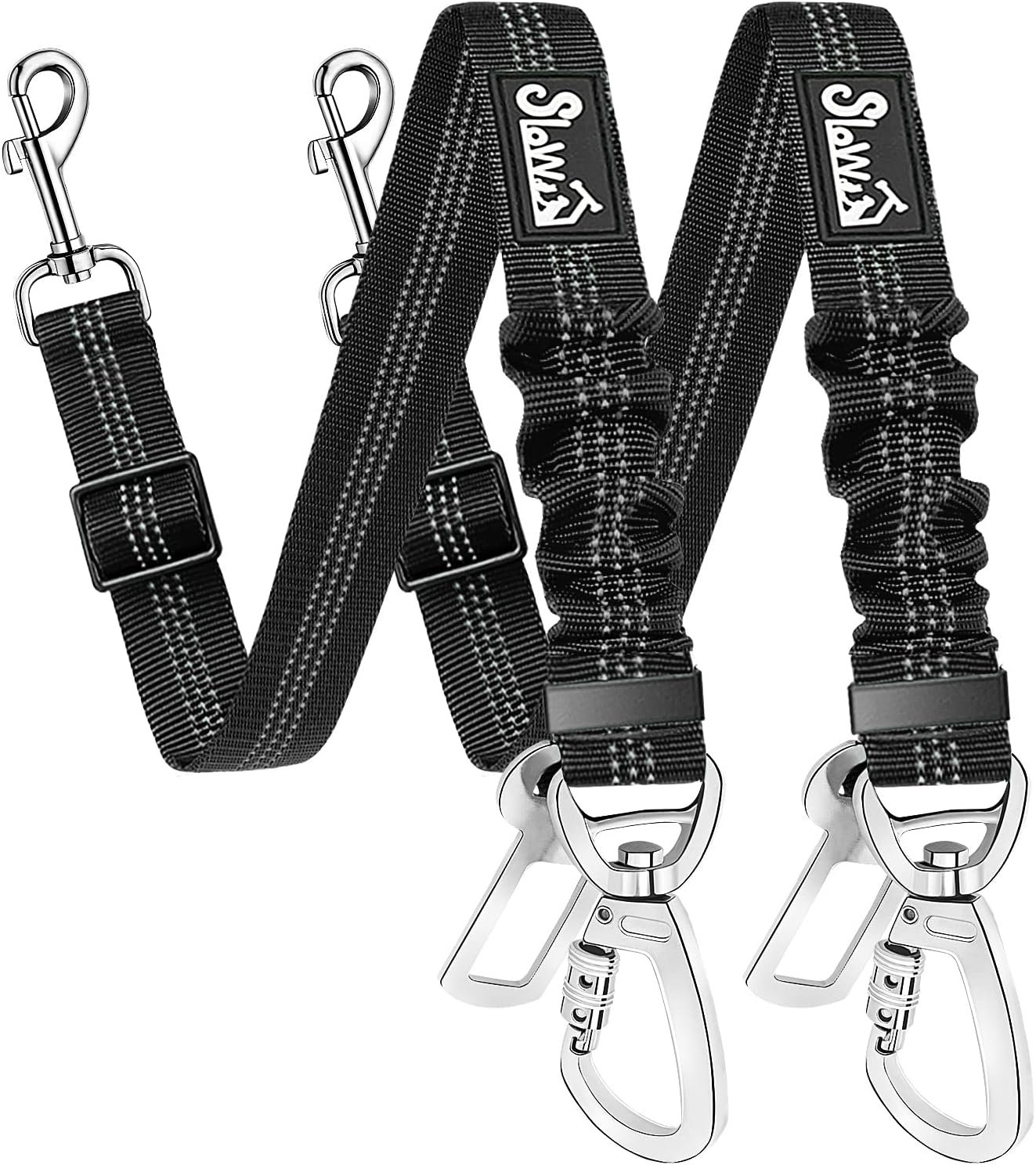 SlowTon Dog Seatbelt, 2 Pack Adjustable Heavy Duty Dog Safety Seat Belt