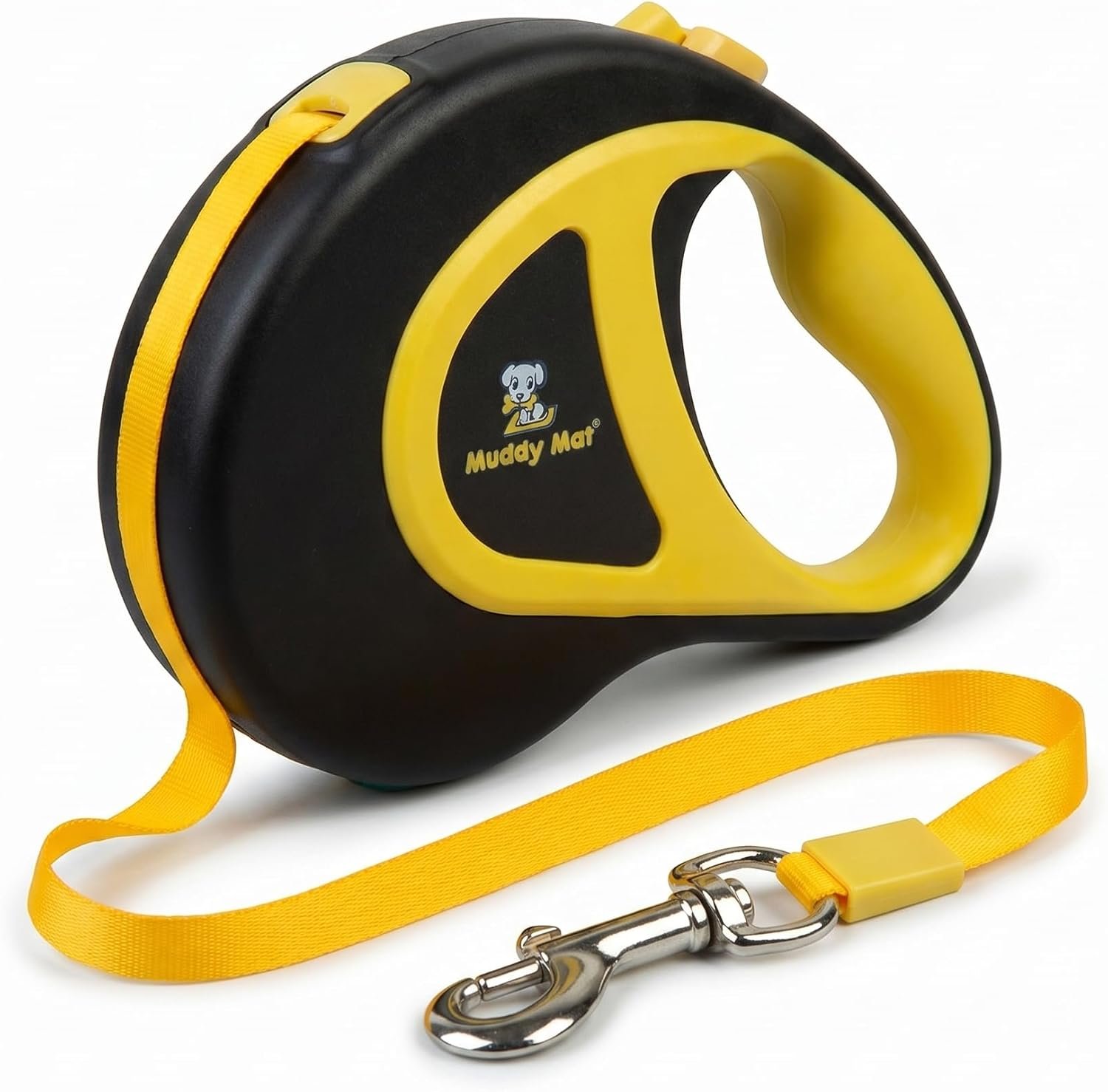 Muddy Mat® Retractable Dog Leash – 16 ft Heavy Duty Tape Leash for Small & Medium Dogs up to 44 lbs | One-Button Brake, 360° Tangle-Free | Ergonomic Grip