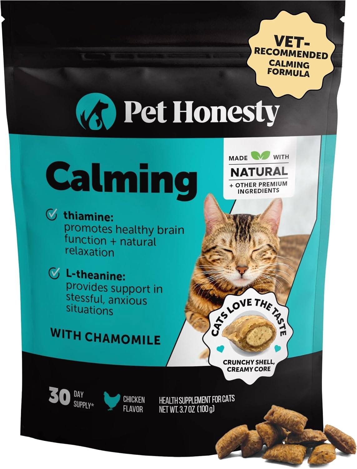Cat Calming Treats for Anxiety Relief – Dual Texture Crunchy Creamy Calming Chews for Cats – Feline Stress Relief Behavior Support for Travel, Vet Visits, Grooming, Separation Anxiety (30-Day Supply)