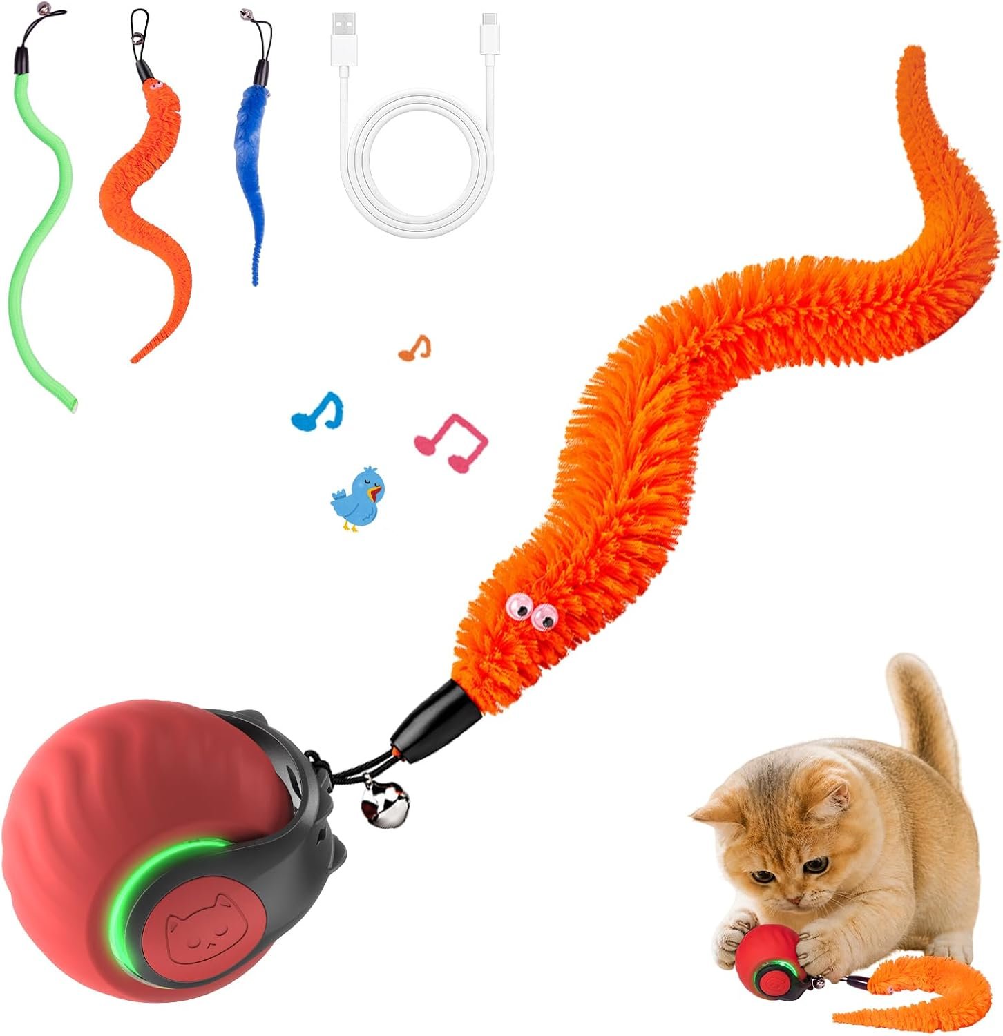 2026 Interactive Cat Toys with Bird Sounds & 3 Modes for Indoor Cats Play