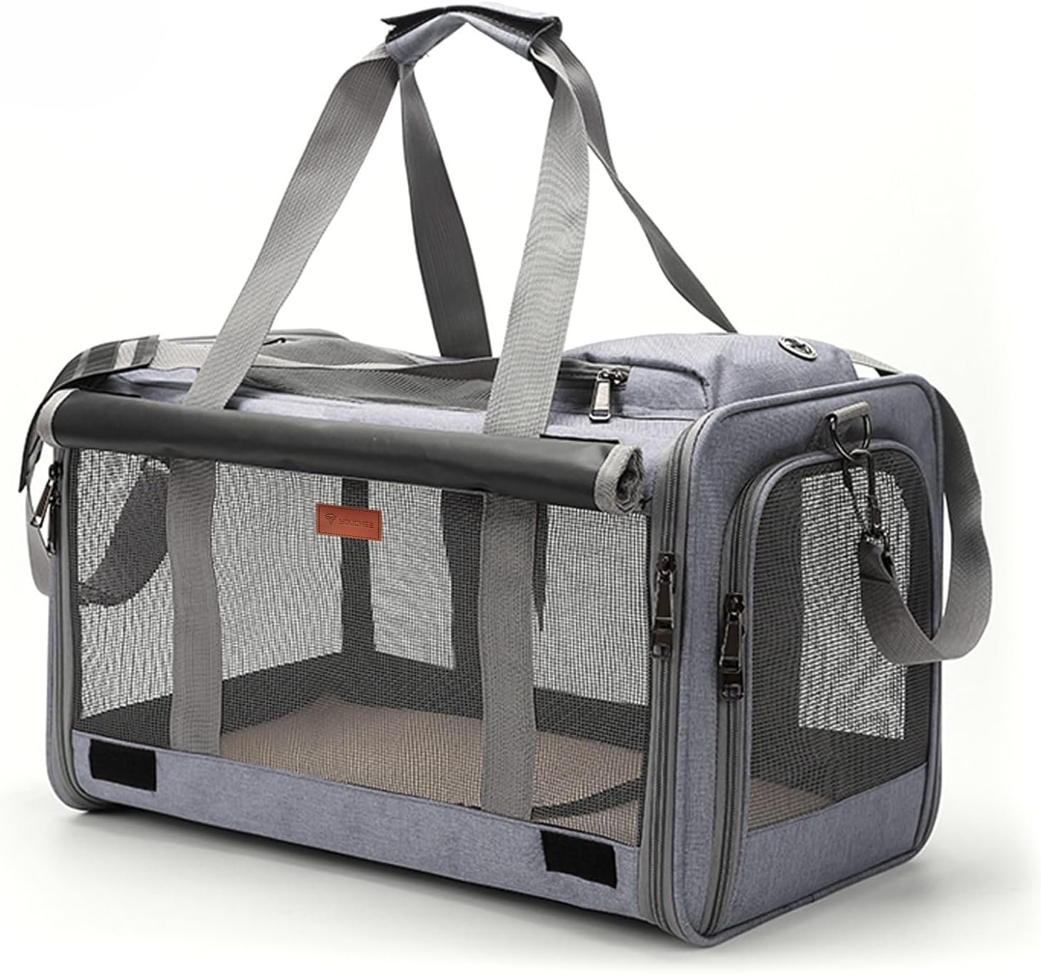 19×10.5×11.5 Inches Cat, Dog Carrier for Pets Up to 20 Ibs, Washable，Soft Sided，Collapsible Travel Puppy Carrier. (Grey)