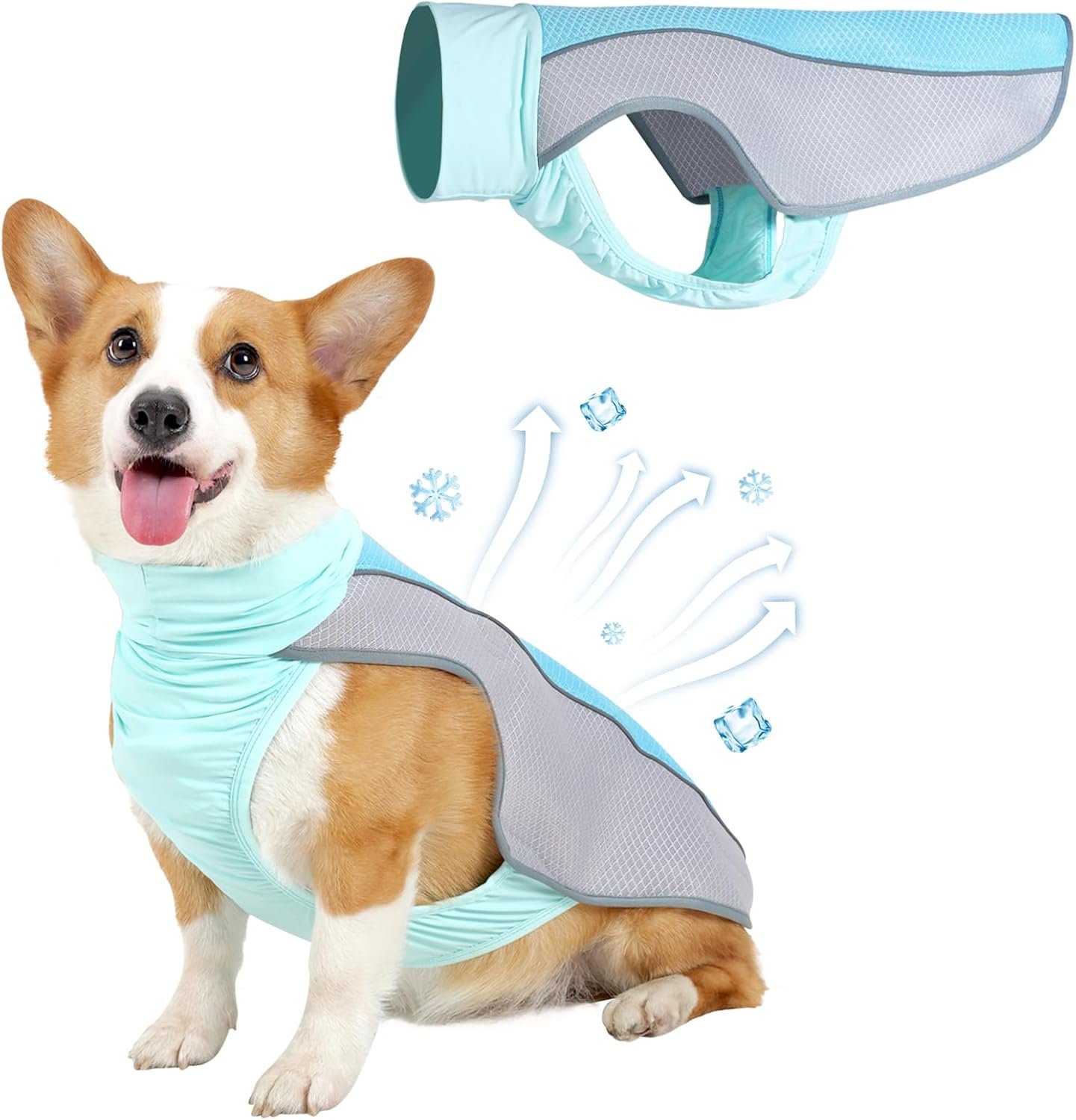Coppthinktu Dog Cooling Vest for Summer, Breathable Mesh Cooling Shirt Jacket for Dogs Summer Heat Relief, Lightweight Cooling Dog Pet Cooler Suit for Outdoor Hiking Walking Hot Weather(Blue M)