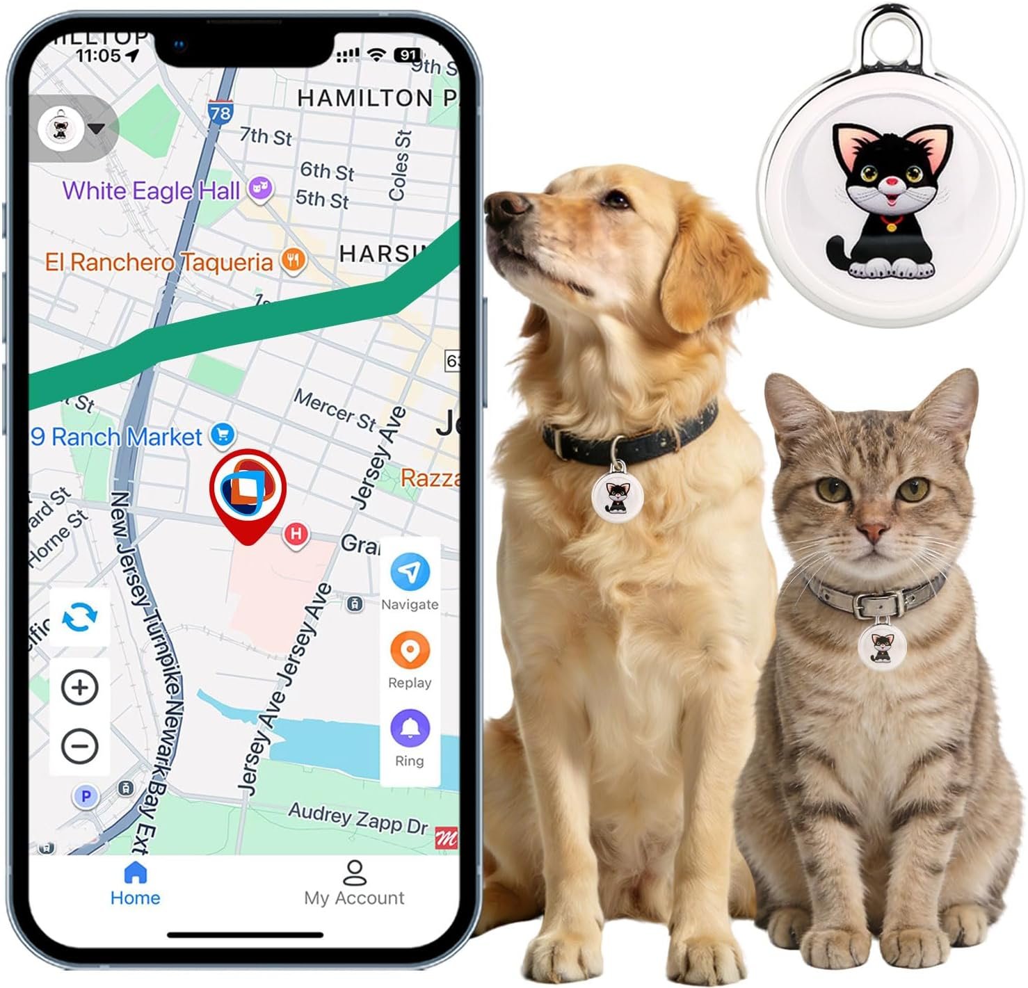 GPS Tracker for Dogs Mini Easy-to-Use Cat GPS Tracker