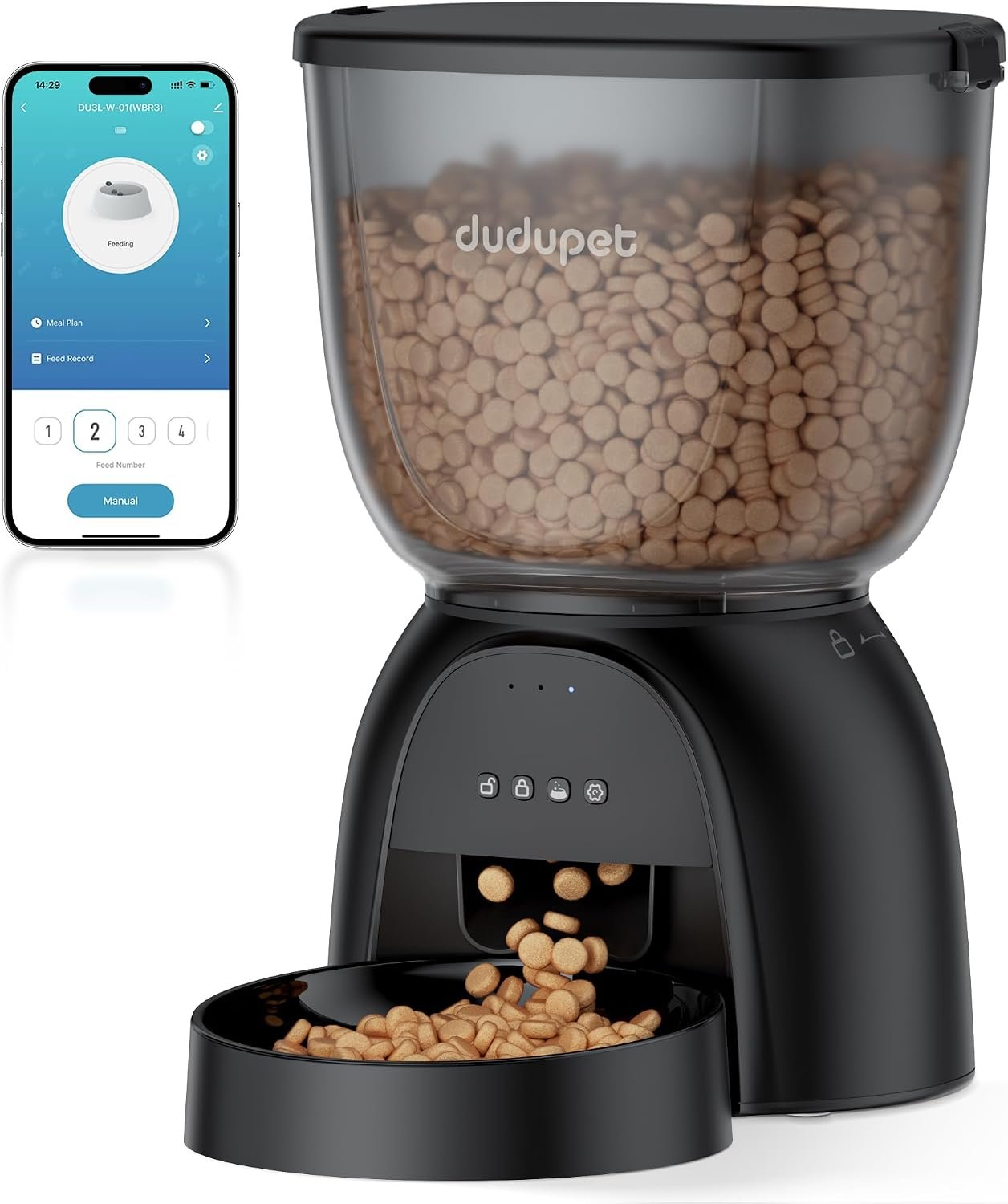 Automatic Cat Feeder with WiFi, Timed Cat Dry Food Dispenser for Cats Dog