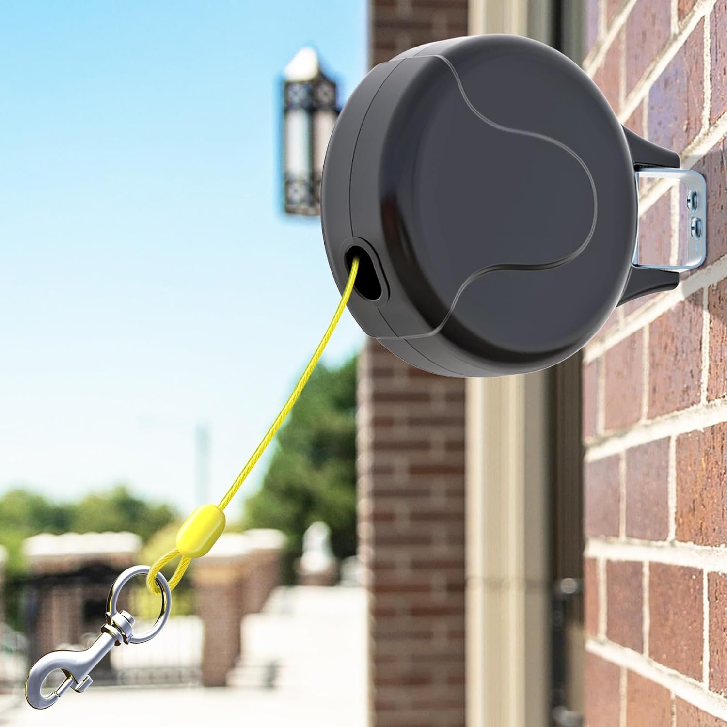 30ft Wall Mount Retractable Dog Tie Out Cable for Small to Large Dogs Between 20-75 lbs, Patented Retractable Dog Lead Great for Yard/Garden – Durable for 70,000 Cycles (Black, 30ft)