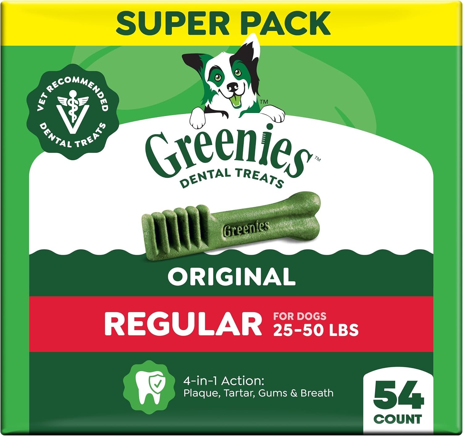 Greenies Regular Dental Dog Treats, Original Chicken Flavor, 54 Count