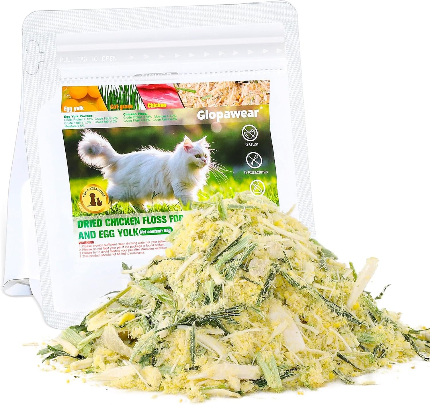 Freeze Drying Cat Grass Treats with Chicken & Egg Yolk – Natural Hairball Relief Snacks for Indoor Cats & Kittens, Healthy Digestive Support, 2.3 oz