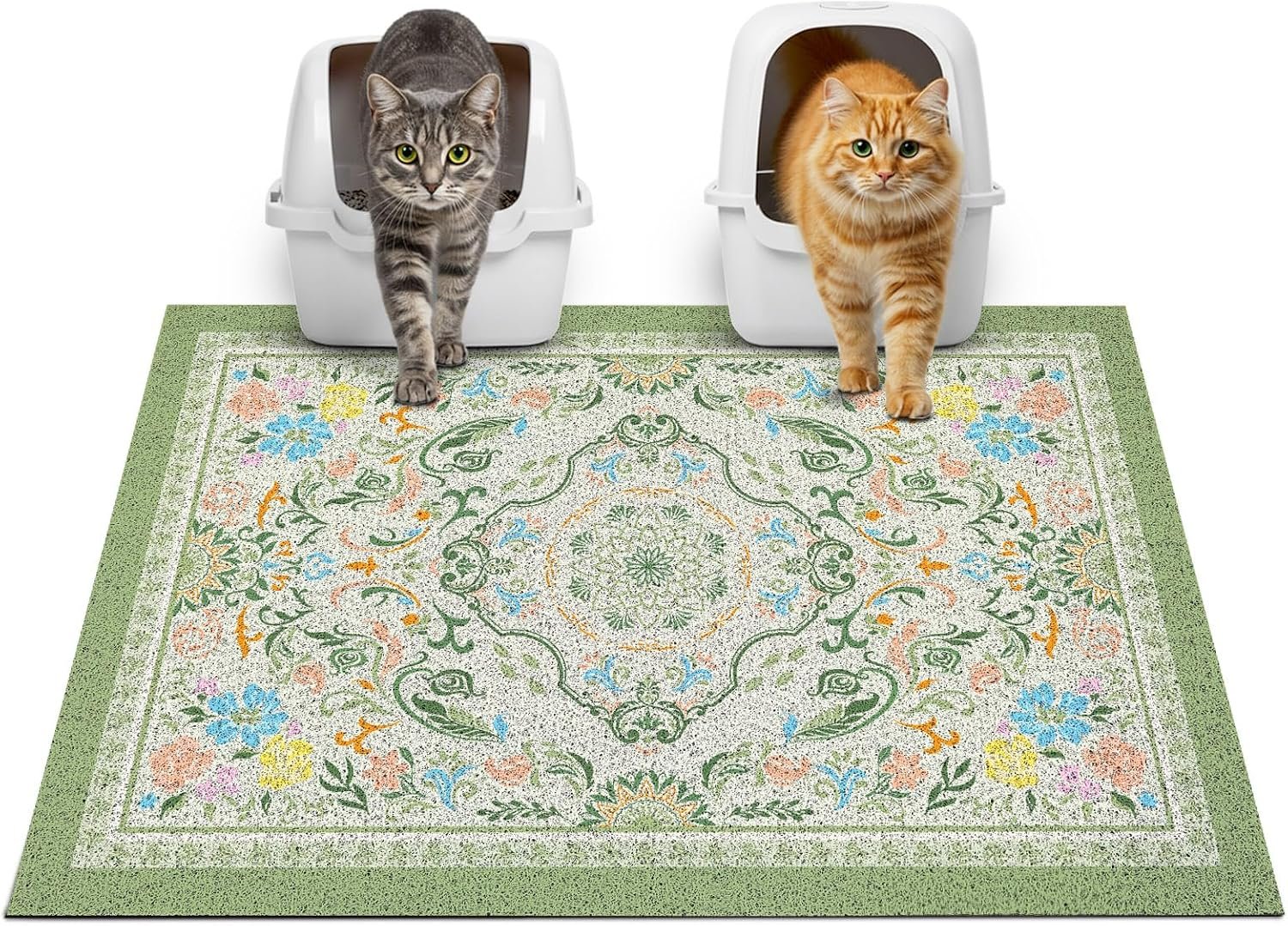 Glittme Cat Litter Mat, 33″x22″ Non-Slip Washable Trapping Mat for Cats
