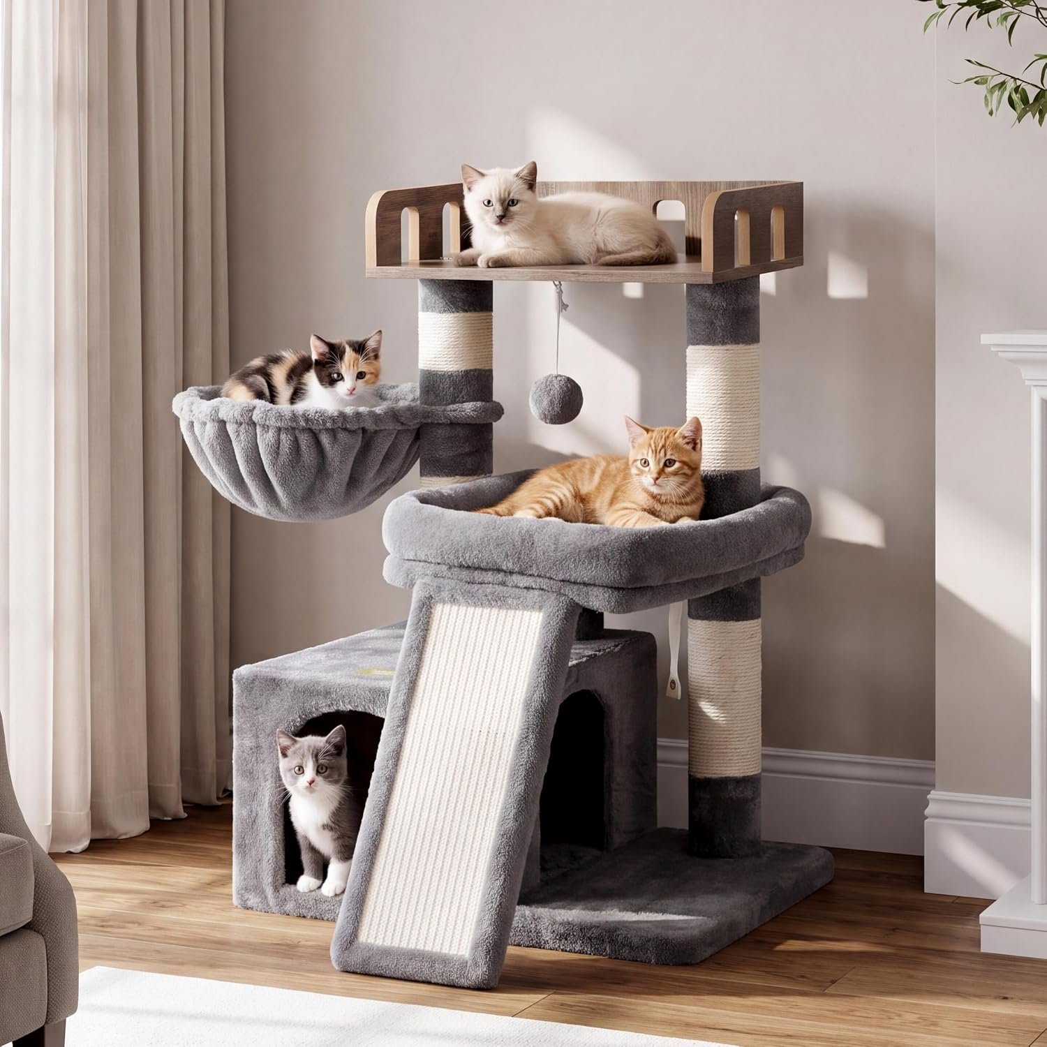 Heybly Cat Tree, Multi-Season Stable Cat Activity Tower, HCT207SW
