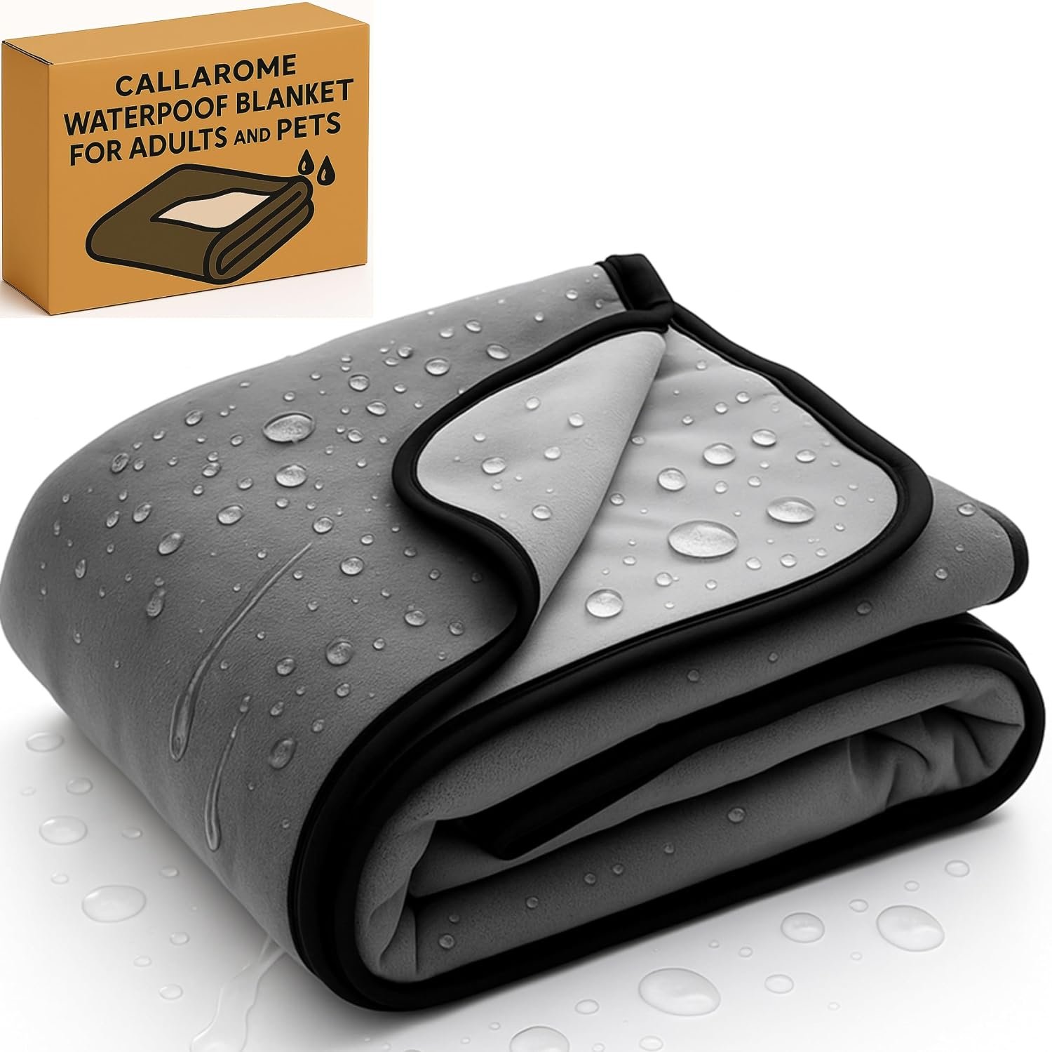 Callarome Waterproof Blanket for Bed & Couch Protection, Grey, 50″x60″ | High-Density Heavy-Duty Material – Ultra-Soft & Durable Soft Fleece, Leakproof, Reversible, Silent No-Crinkle Design