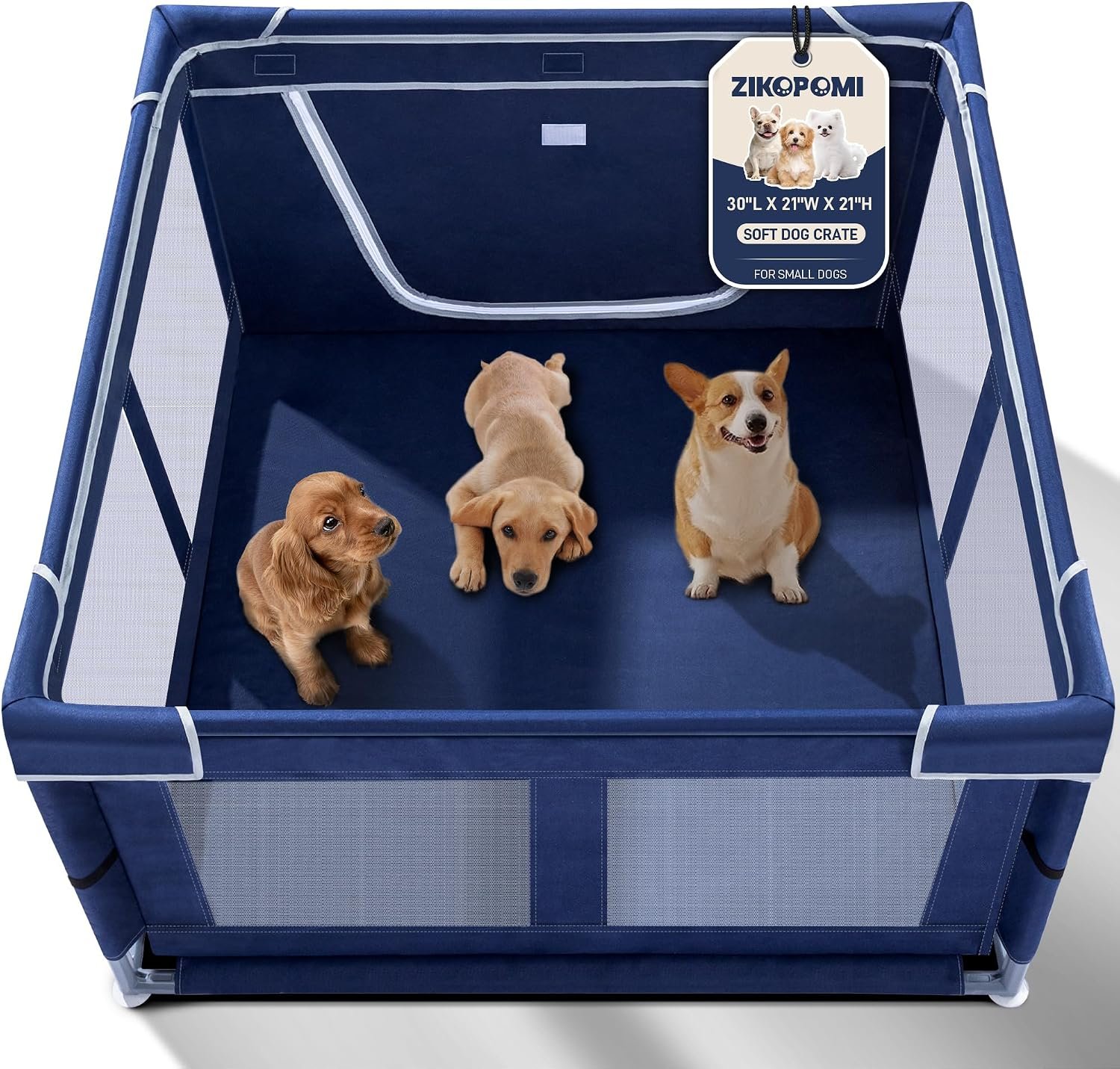 Puppy Playpen Indoor for Dog Small Pets, Dog Playpen 42x42x25 Inch, Dog Play Pen with Gate for Outdoor and Indoor, Oxford Fabric Pet Playpen for Puppy, Anti-Tipping Dog Enclosure with Zipper Door