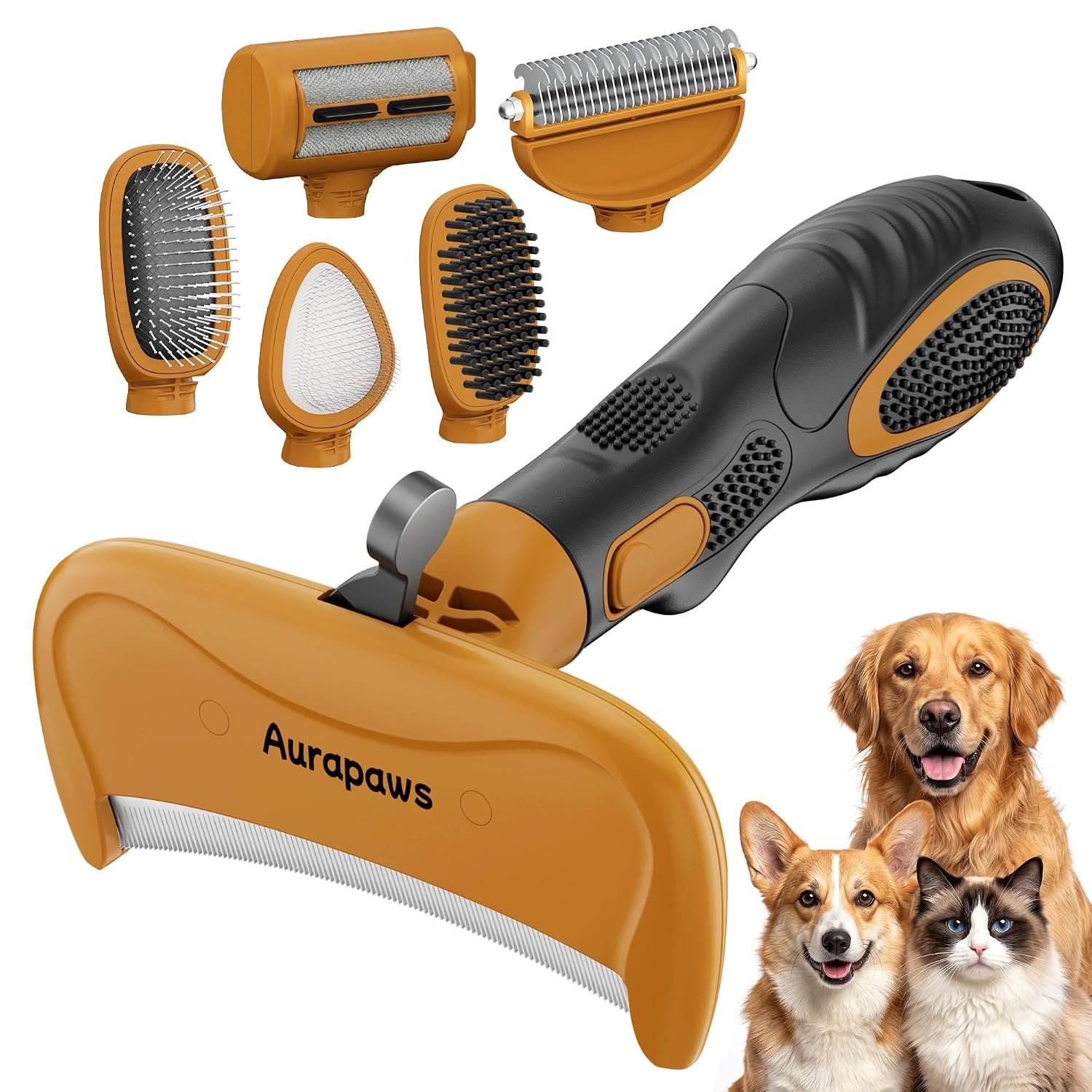 Deshedding Dog Brush Grooming Kit for Dogs & Cats, All Coat Types