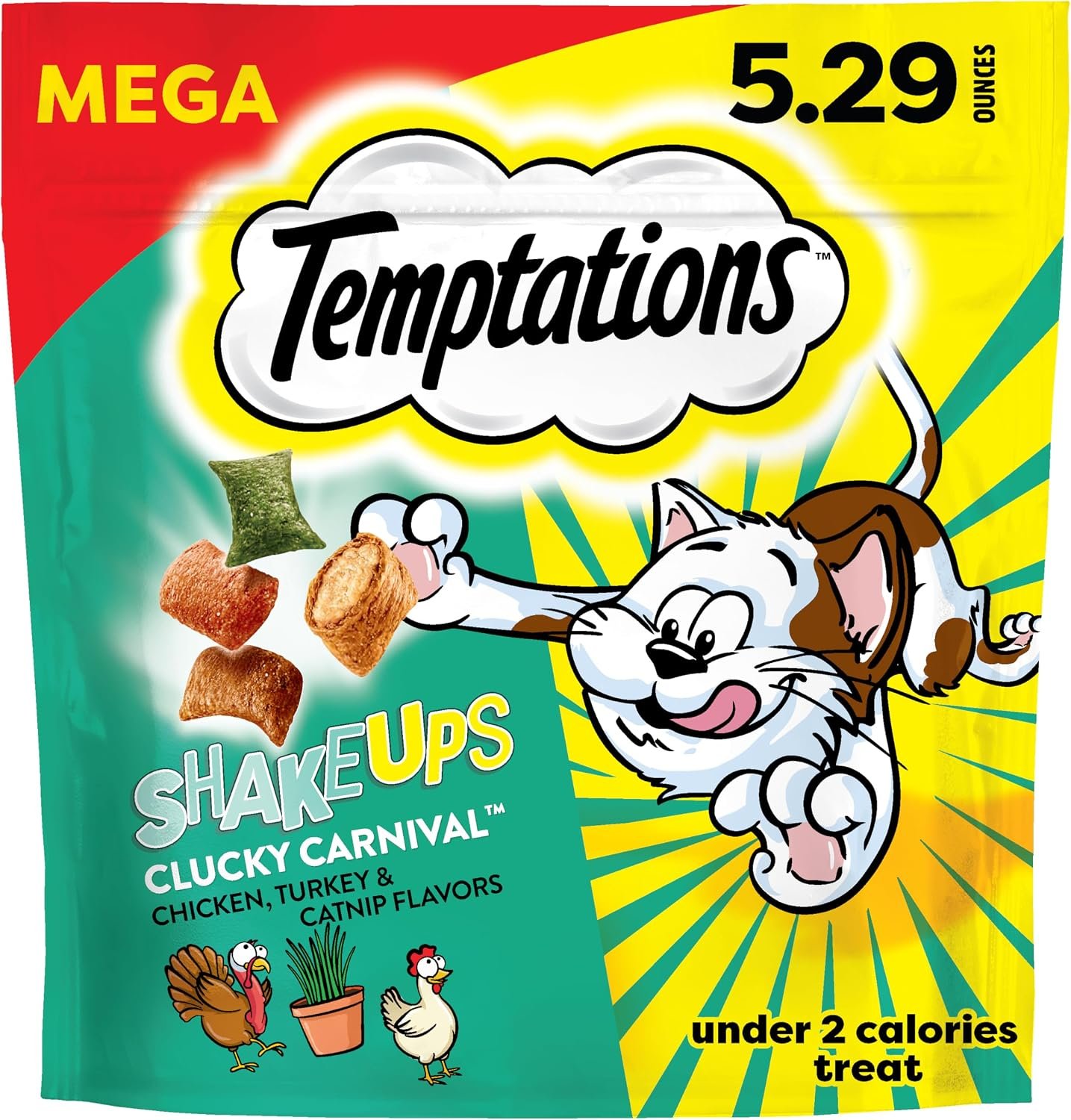 Temptations ShakeUps Crunchy Cat Treats, Clucky Carnival, 5.29 oz