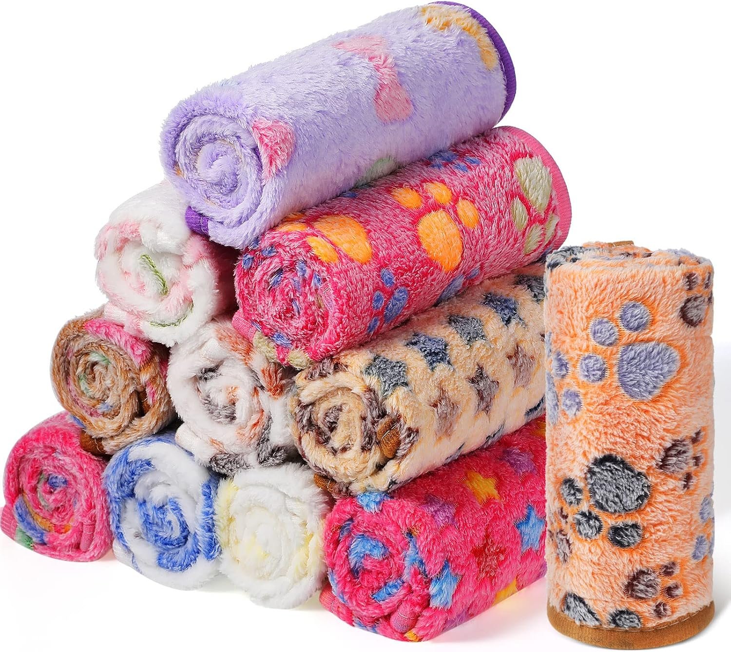 Tatuo 12 Pcs 16×24 in Puppy Dog Blankets Fleece Cat Pet Blankets Soft Warm