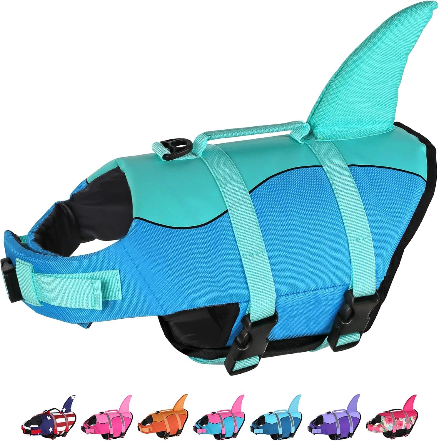 Dogcheer Dog Life Jacket, Cute Shark Dog Life Vest for Swimming Boating with Superior Buoyancy and Rescue Handle, Adjustable Puppy Floating Swim Vest for Small Medium Large Dogs – Pool Blue, XS
