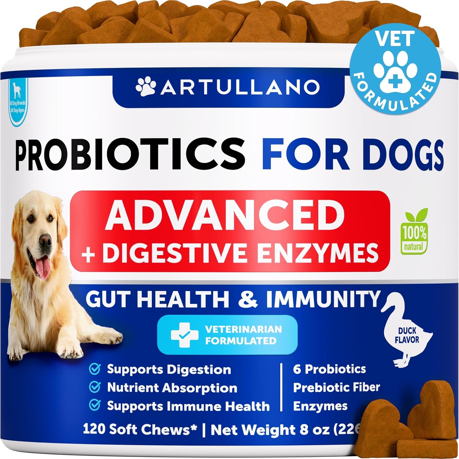 Probiotics for Dogs – 120 Chews – Dog Yeast Probiotic – Dog Probiotics