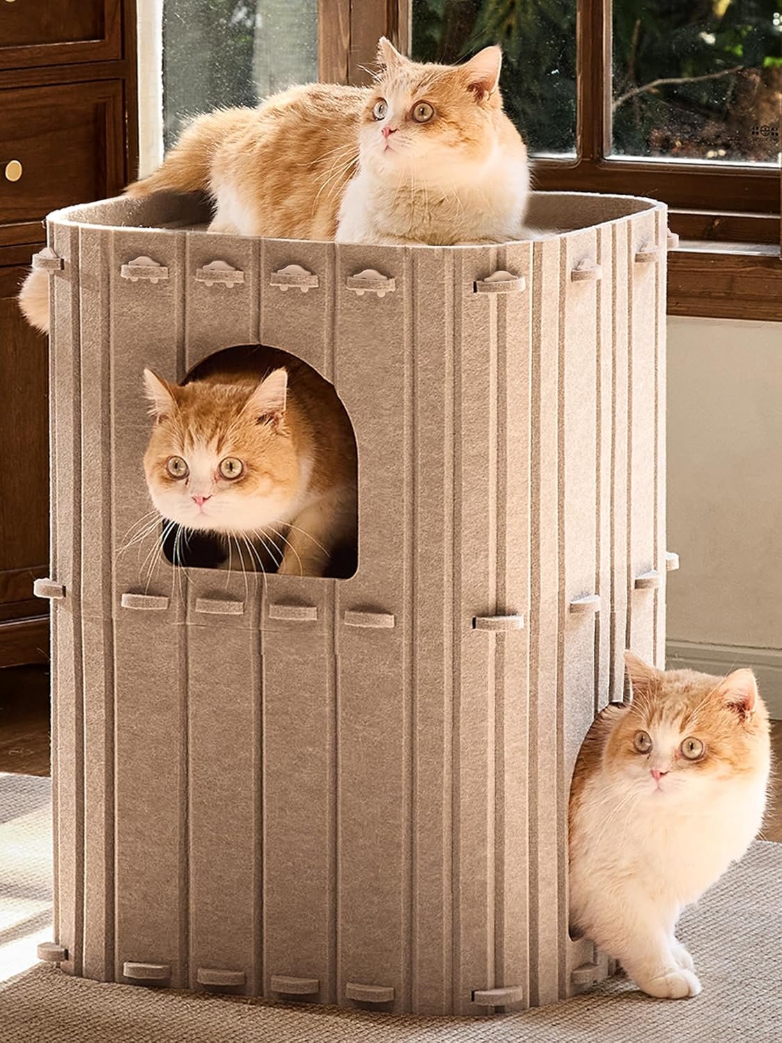 FUKUMARU Cat House for Indoor Cats, Warm Felt Cat Bed, Scratch Resistant