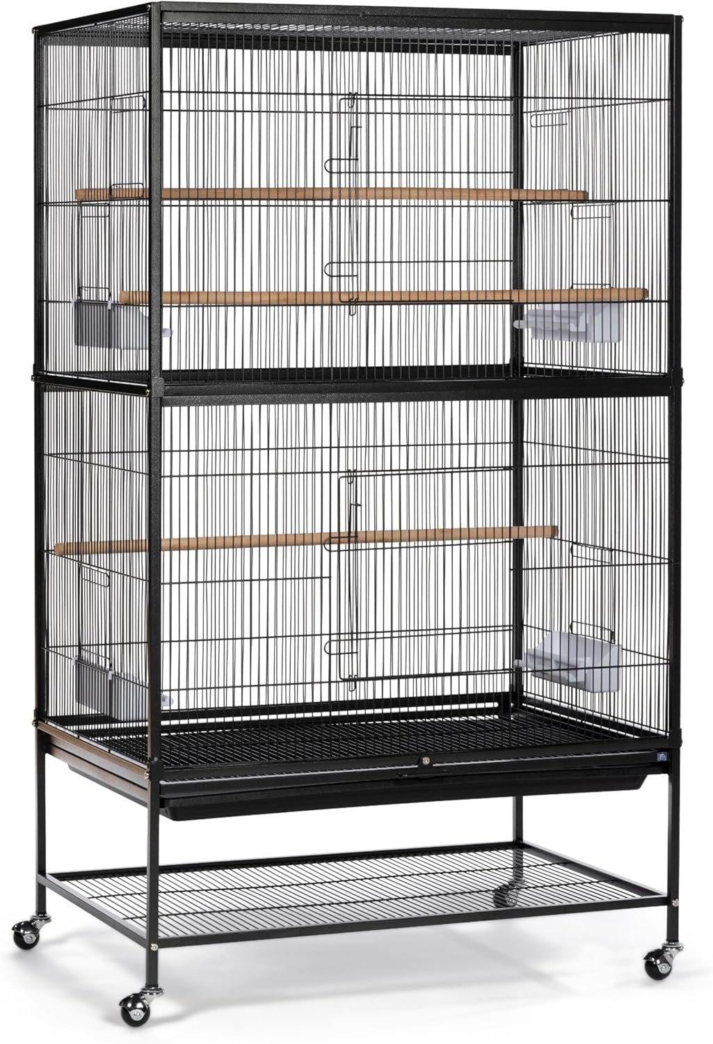 Prevue Pet Products Wrought Iron Flight Cage with Stand, Large Birdcage for Pets, Metal Cage Standing Birdcage, Black Hammertone Finish