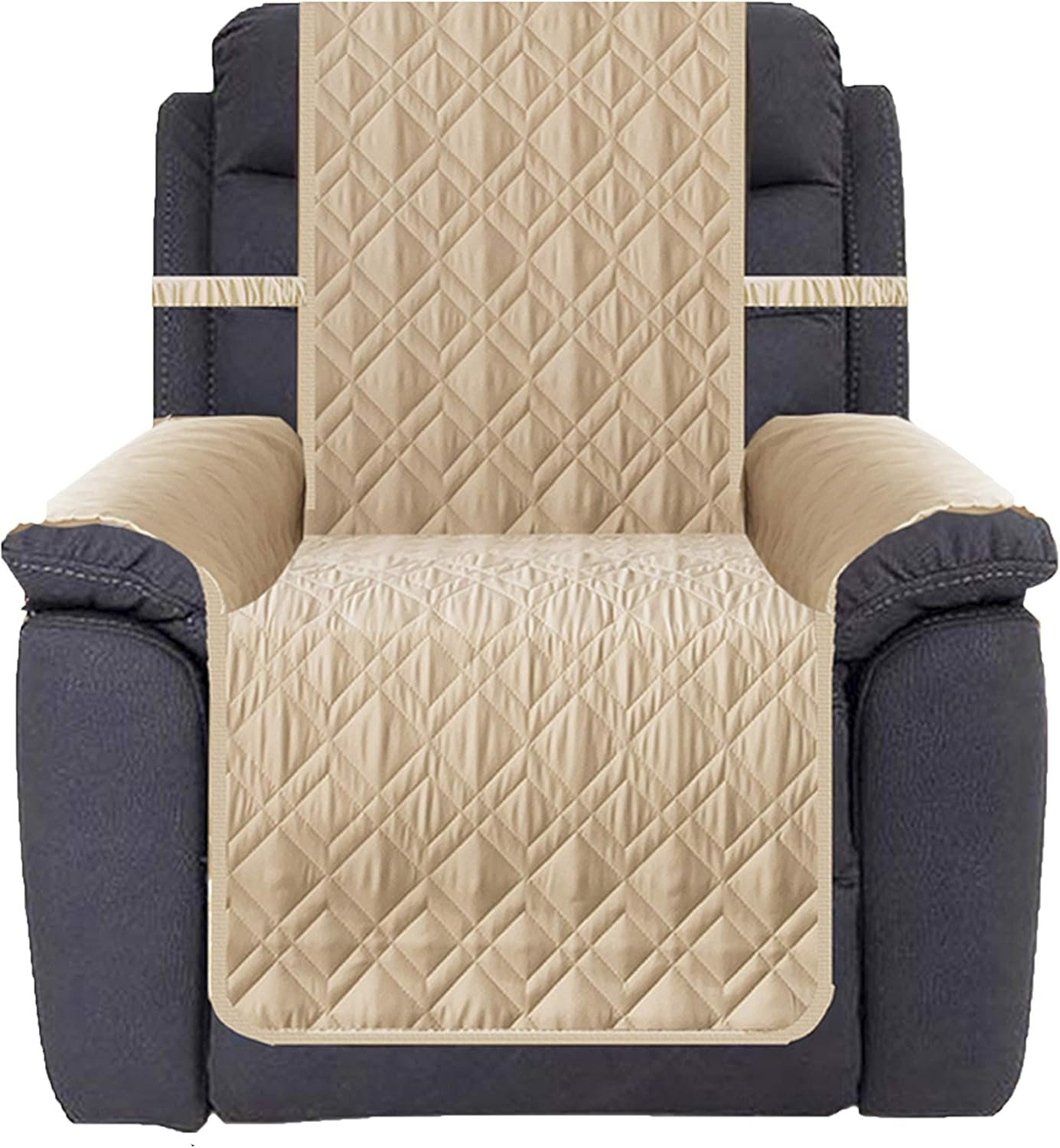 Ameritex Waterproof Nonslip Recliner Cover Stay in Place, Dog Chair Cover Furniture Protector, Ideal Recliner Slipcovers for Pets and Kids (Beige, 23″)