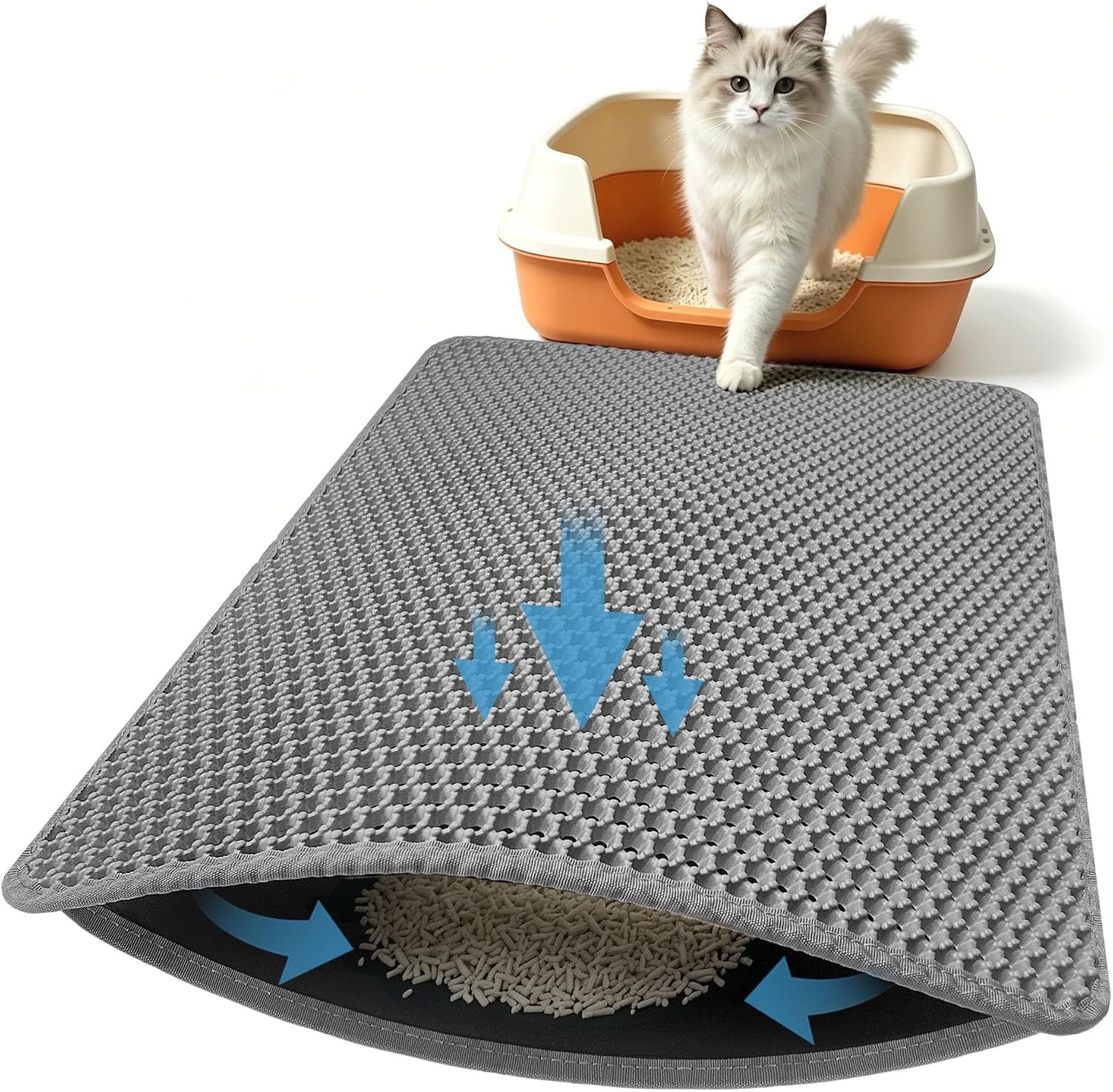 Honeycomb Cat Litter Mat, Double Layer, 23.4″x14.7″, Gray