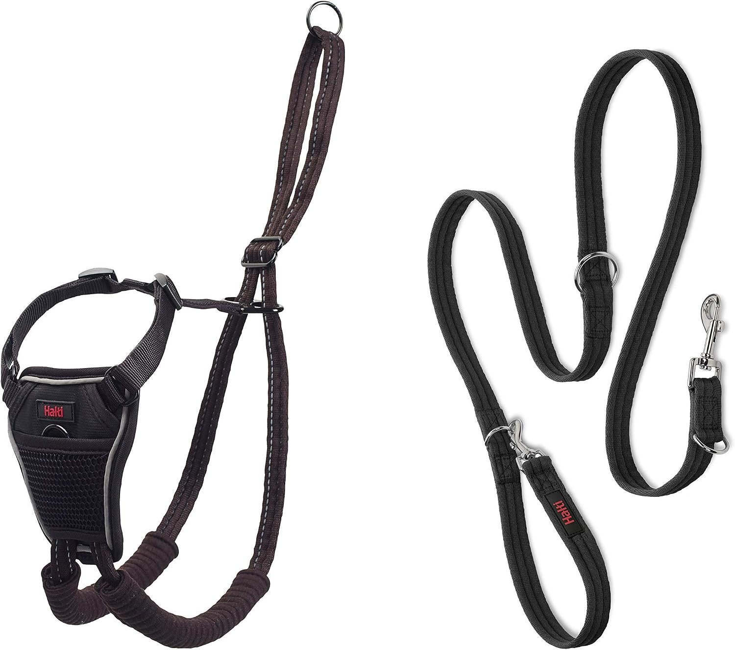 Halti No Pull Harness (Size M) & Training Leash (Size L, Black) Bundle