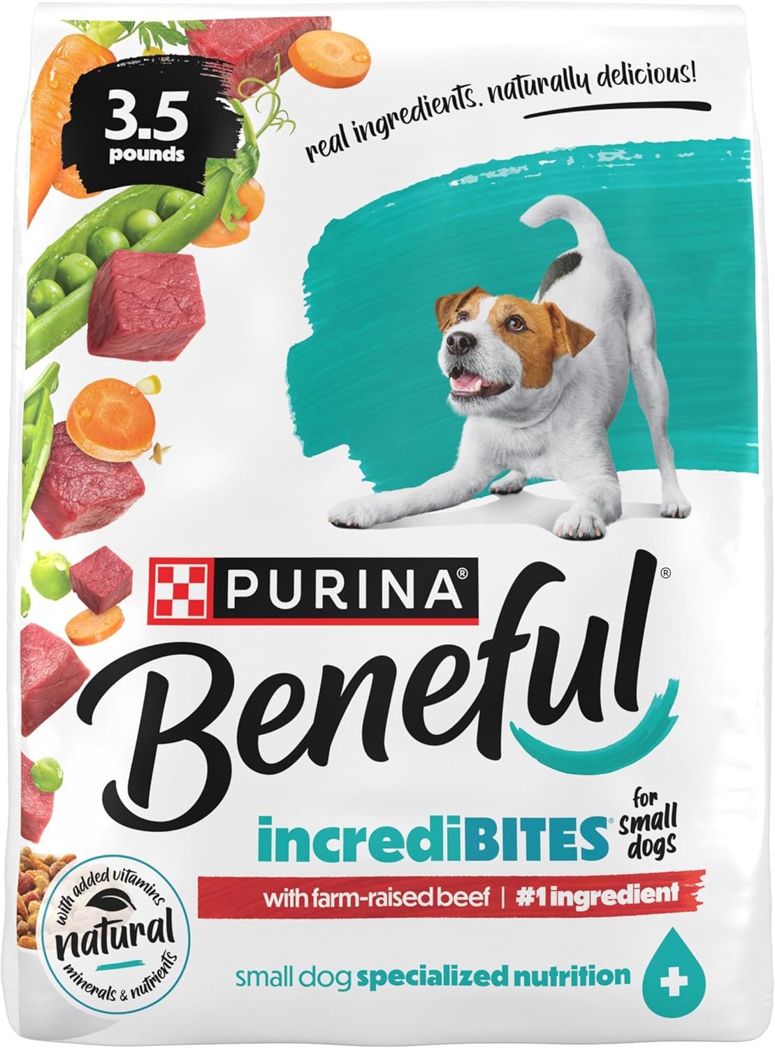 Purina Beneful Incredibites With Farm-Raised Beef Natural Small Breed Dry Dog Food With Added Vitamins, Minerals and Nutrients – (Pack of 4) 3.5 lb. Bags