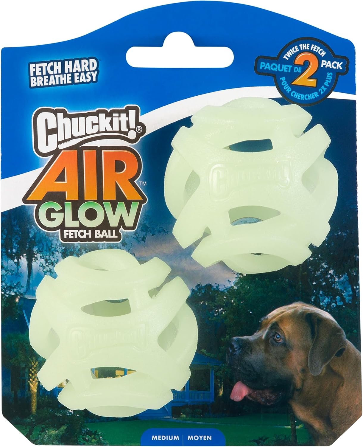 Chuckit! Air Glow Fetch Ball Dog Toy, Medium 2.5in, 2 Pack