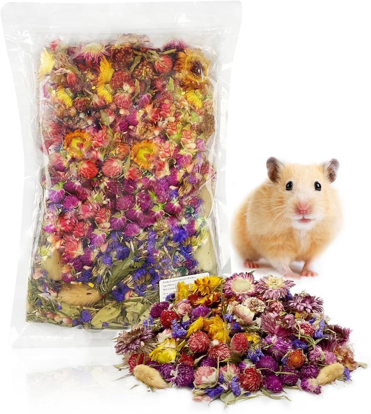 200G Hamster Bedding，Natural Flowers & Herbs Odor Control Dwarf Hamster Bedding Gerbil Bedding Robo Hamster Bedding Katy Hamster Bedding Hamster Habitat Decor Hamster Forage