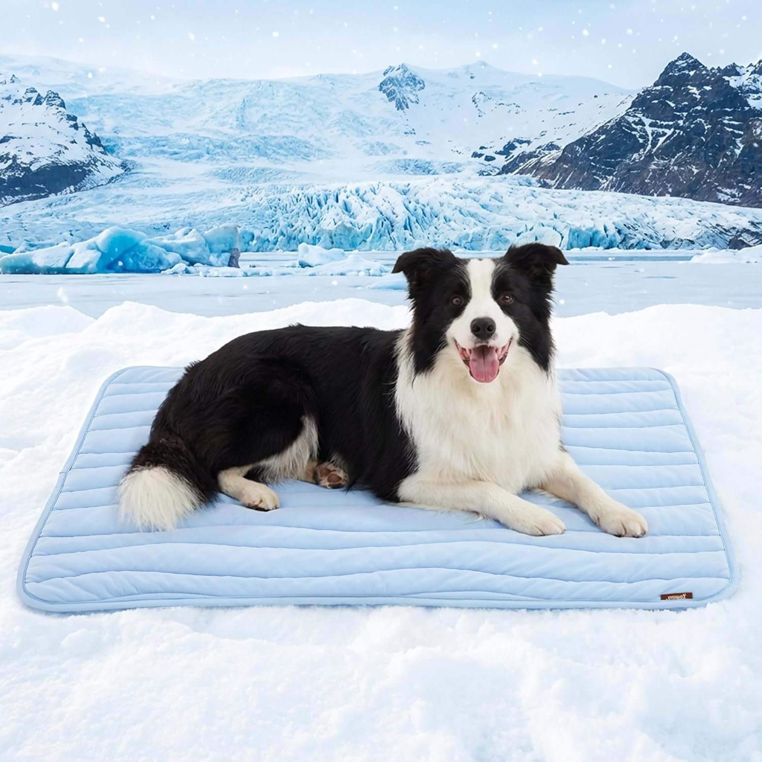 ZOMISIA Cooling Mat for Extra Large Dogs XL – Thin Portable Pet Cooling Pad, Breathable and Washable Cool Fiber with Non-Slip Bottom, Outdoor Use for Summer, 44×32, Blue