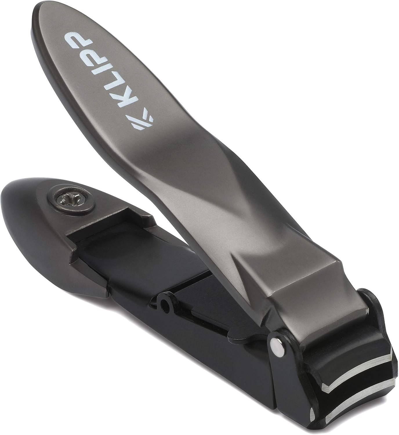 Nail Clippers for Men with Catcher – KLIPP Heavy Duty Razor-Sharp Self-Collecting Nail Cutter, Ergonomic Lever for Fingernails & Toenails, Ideal Gift for Men & Grooming Gifts Includes Ziplock Pouch