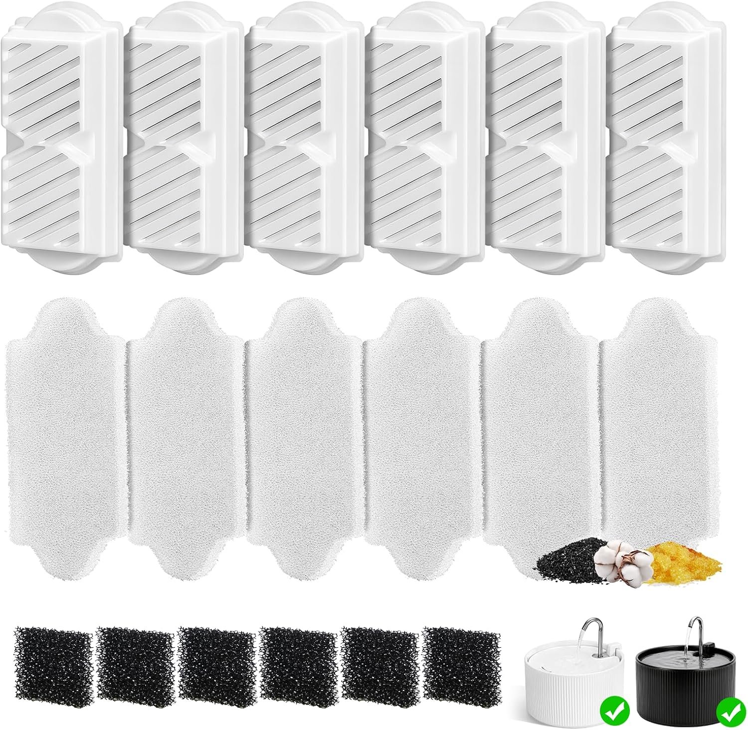 (18 Pack)6 Sets Ceramic Cat Water Fountain Replacement Filters, Pet Fountain Replacement Filters for 2.2L/74OZ