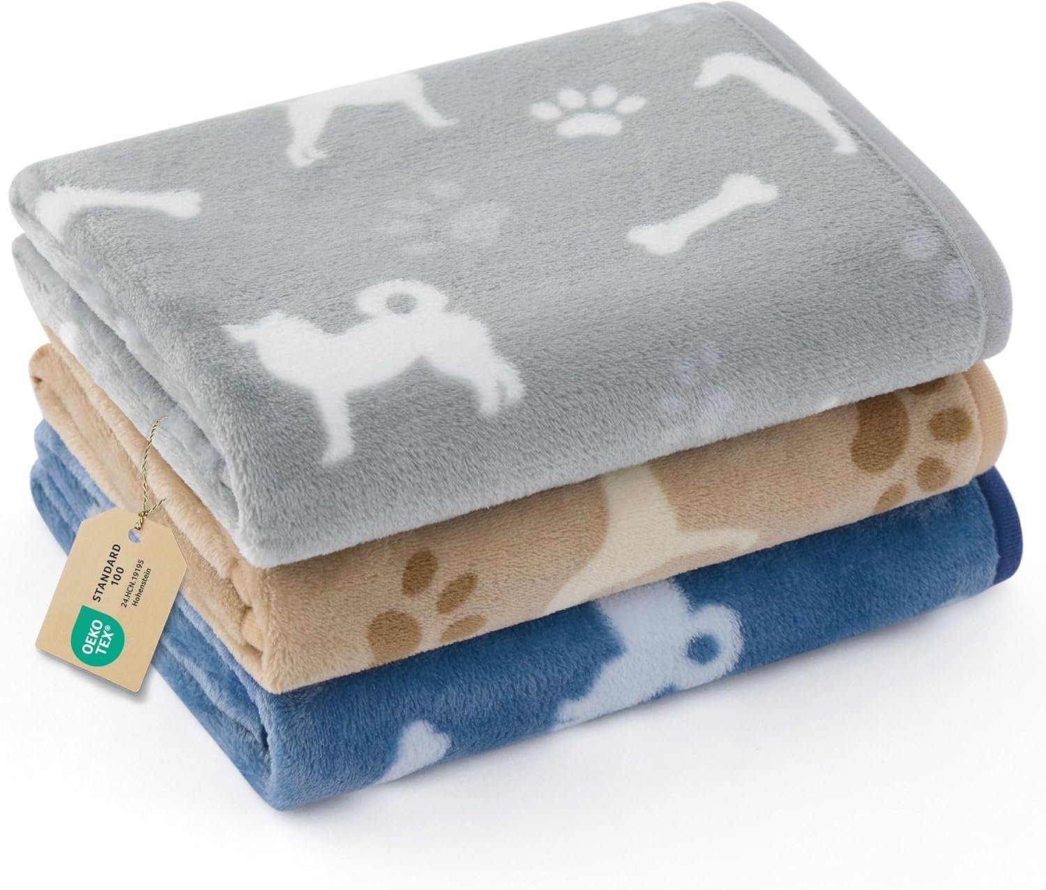 Bedsure Dog Blanket for Small Dogs Puppy, Flannel Fleece, 3-Pack 23×16