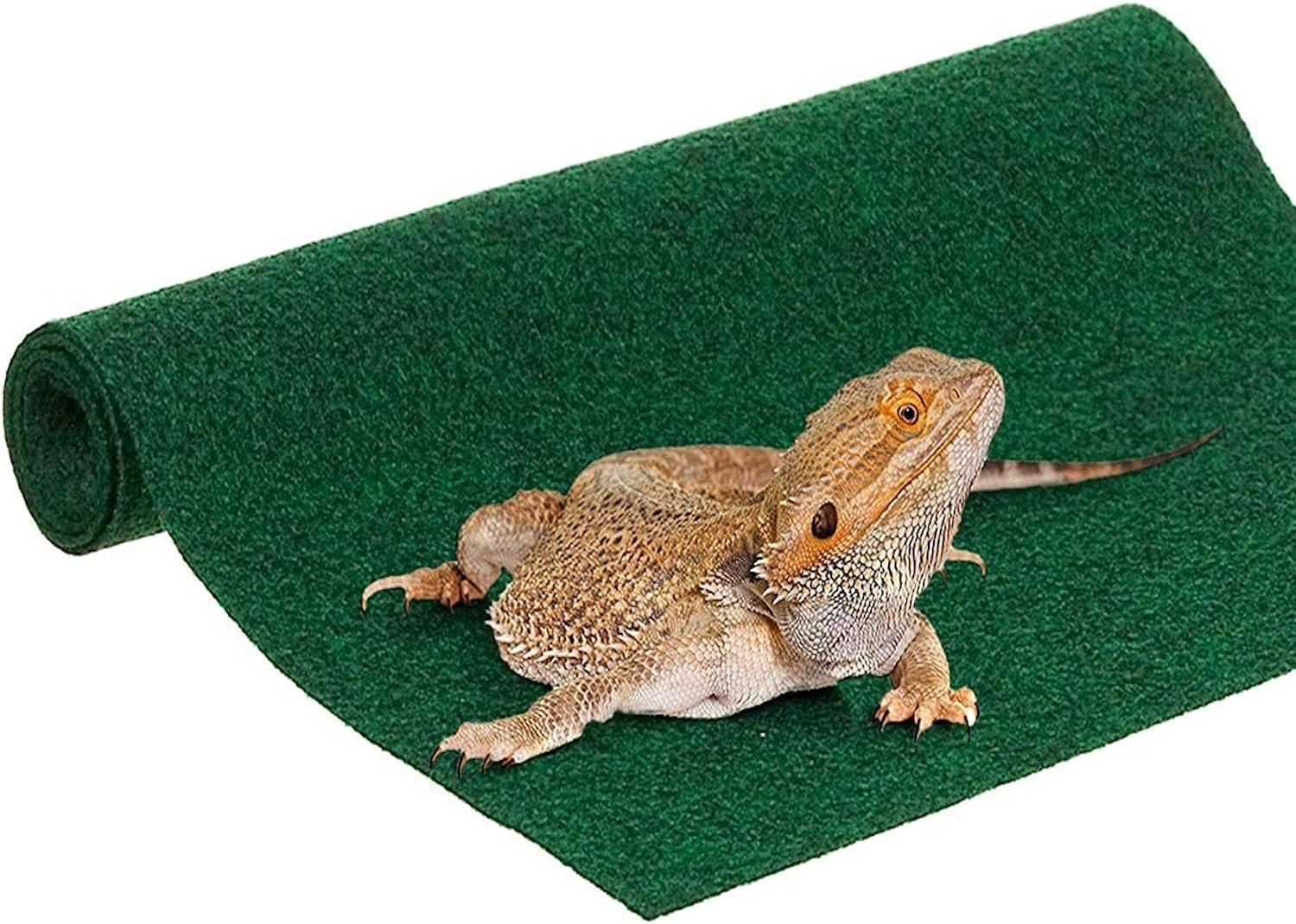 SunGrow, Reptile Mat, Terrarium Floor Liner, 30BR/40BR/50/65 Gallon, Substrate Carpet, Soft Bedding for Reptiles – Gecko, Lizard, Snake, Tortoise, Reptile Cage Tank Supplies & Accessories, Green, 1Pc