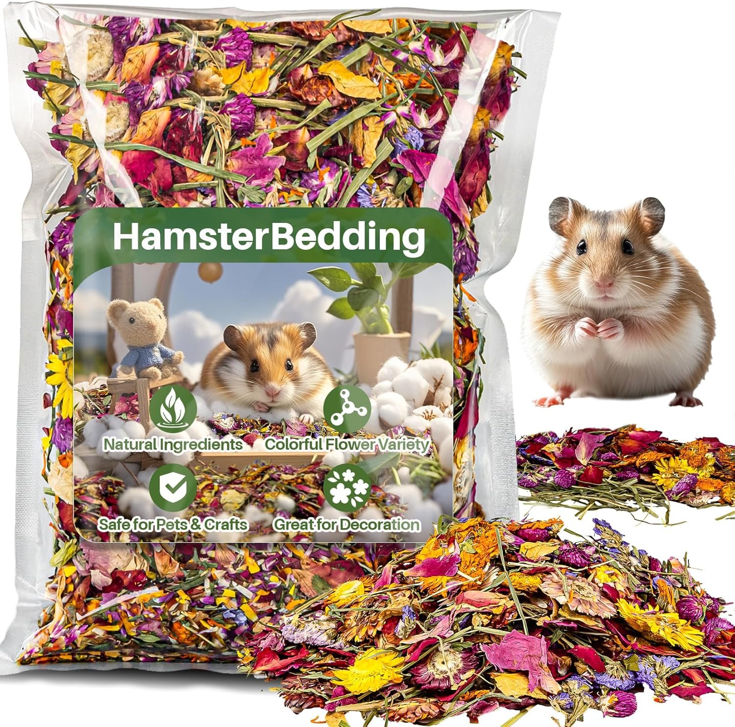 RAINFLOW Hamster Bedding – 150G Hamster Flowers & Herbs
