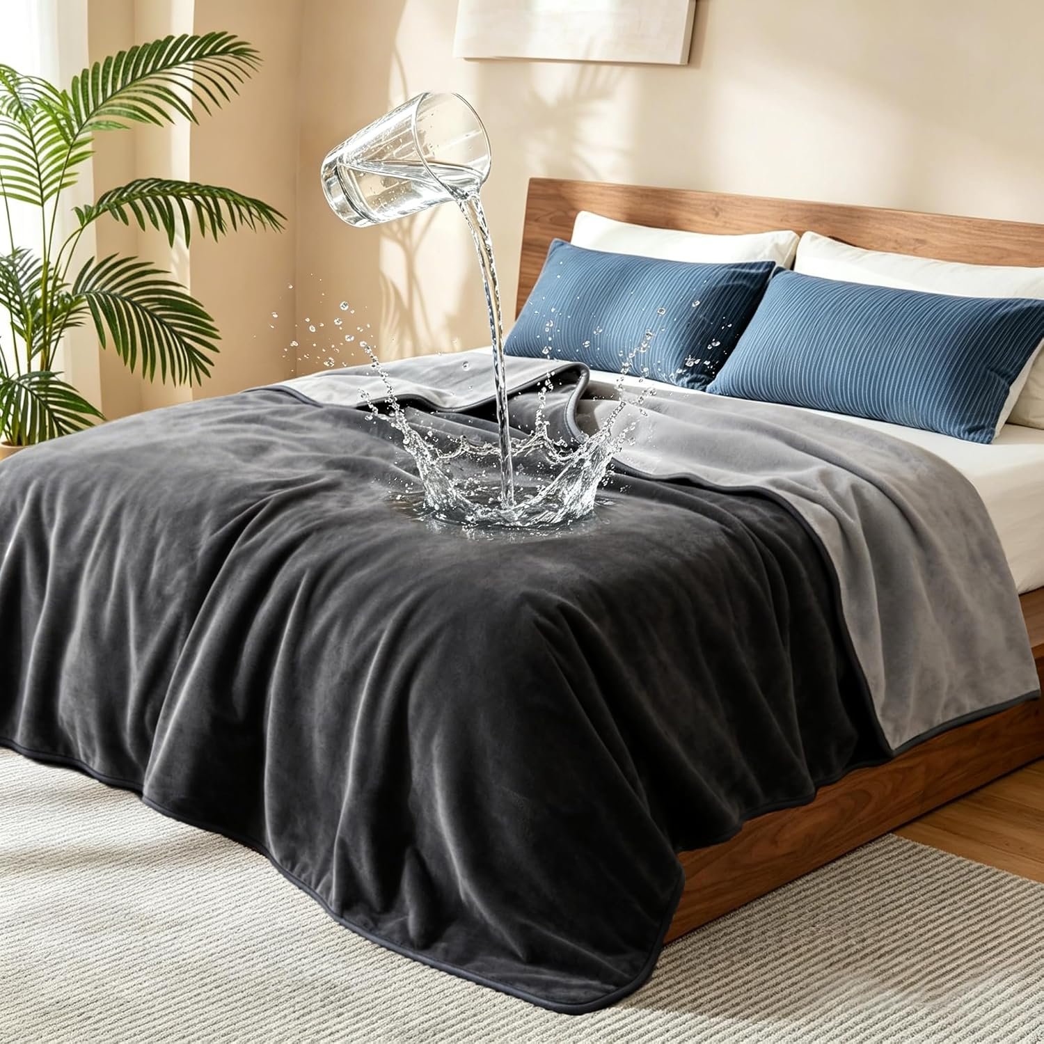 gogobunny Waterproof Blanket for Large Dogs, Soft Flannel Throw, 50×60