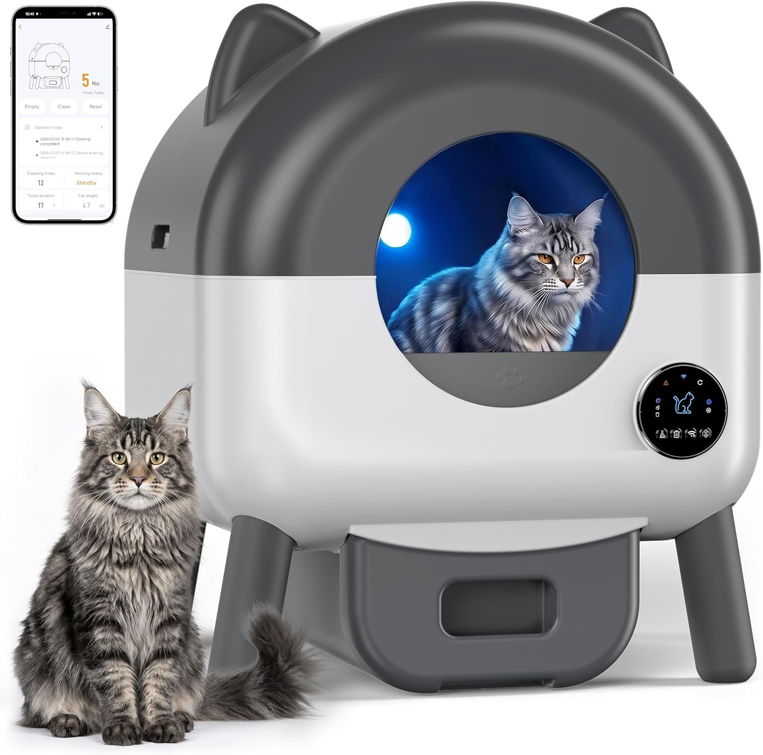 Automatic Self Cleaning Cat Litter Box, 72L Large Capacity for Multiple Cat