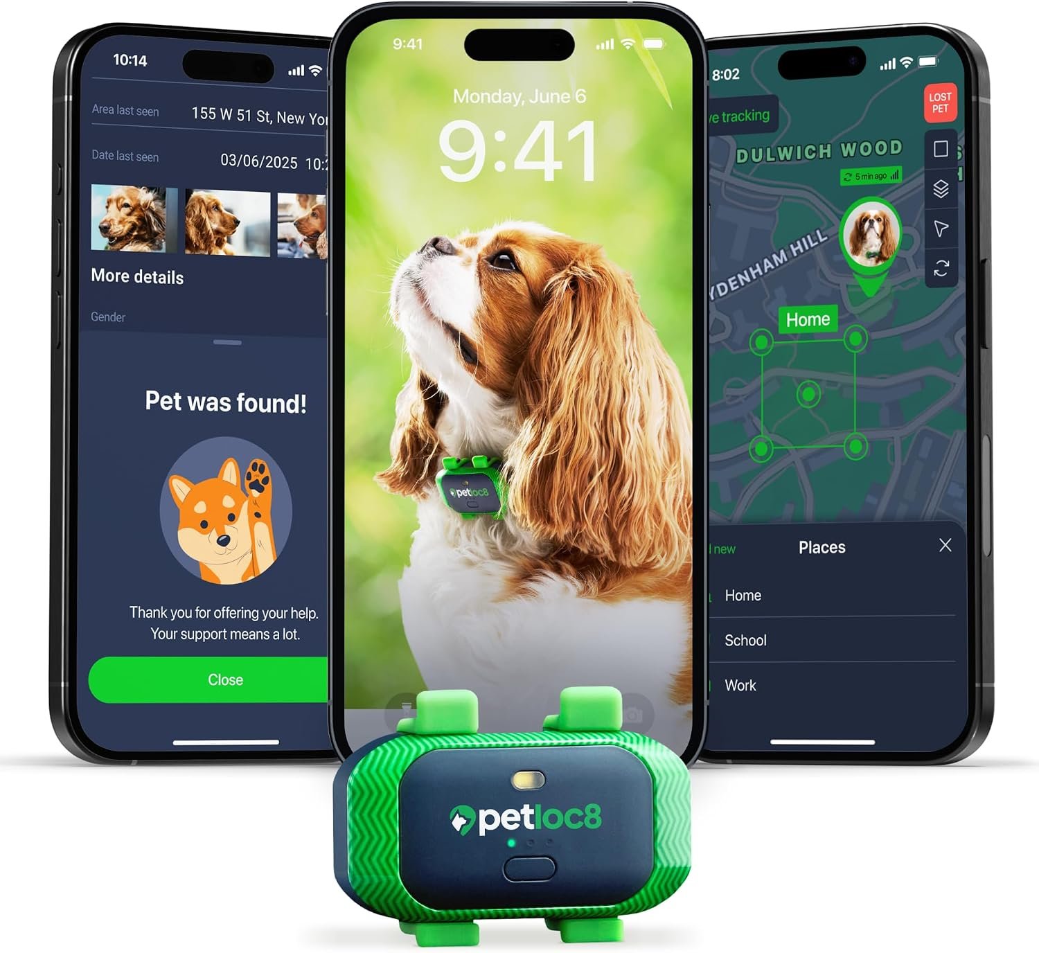 Petloc8 Dog GPS Tracker for Dogs, 4G LTE Real Time Tracking & Geo-Fence Alert, Waterproof-Long-Life Battery Pet Tracking Device for Small Medium Large Dogs, Collar-Compatible(Subscription Required)