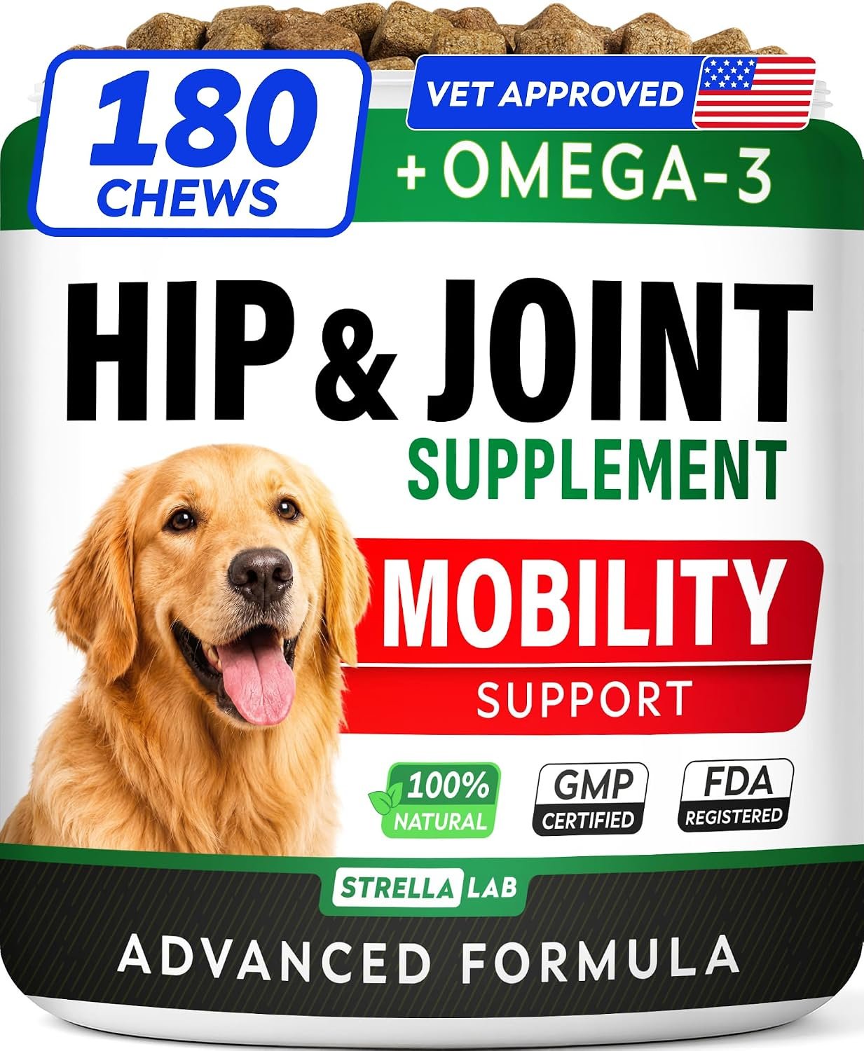 Advanced Hip Joint Supplement for Dogs, Chondroitin & MSM Hip Joint Chews