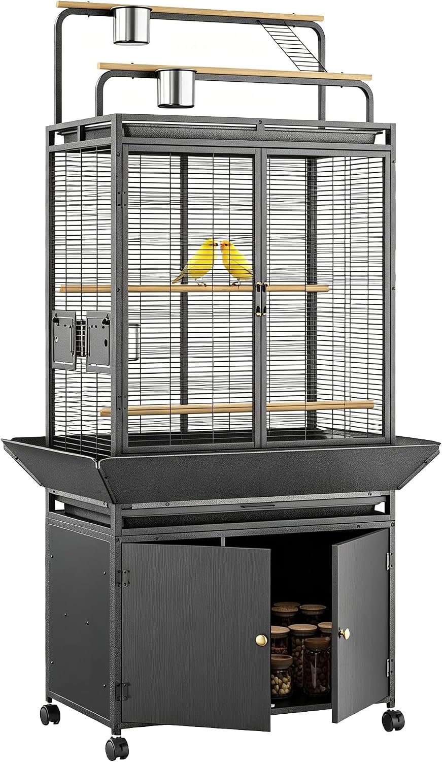 GarveeTech Extra Large Bird Cage with Play Top & Storage Cabinet, 71” H