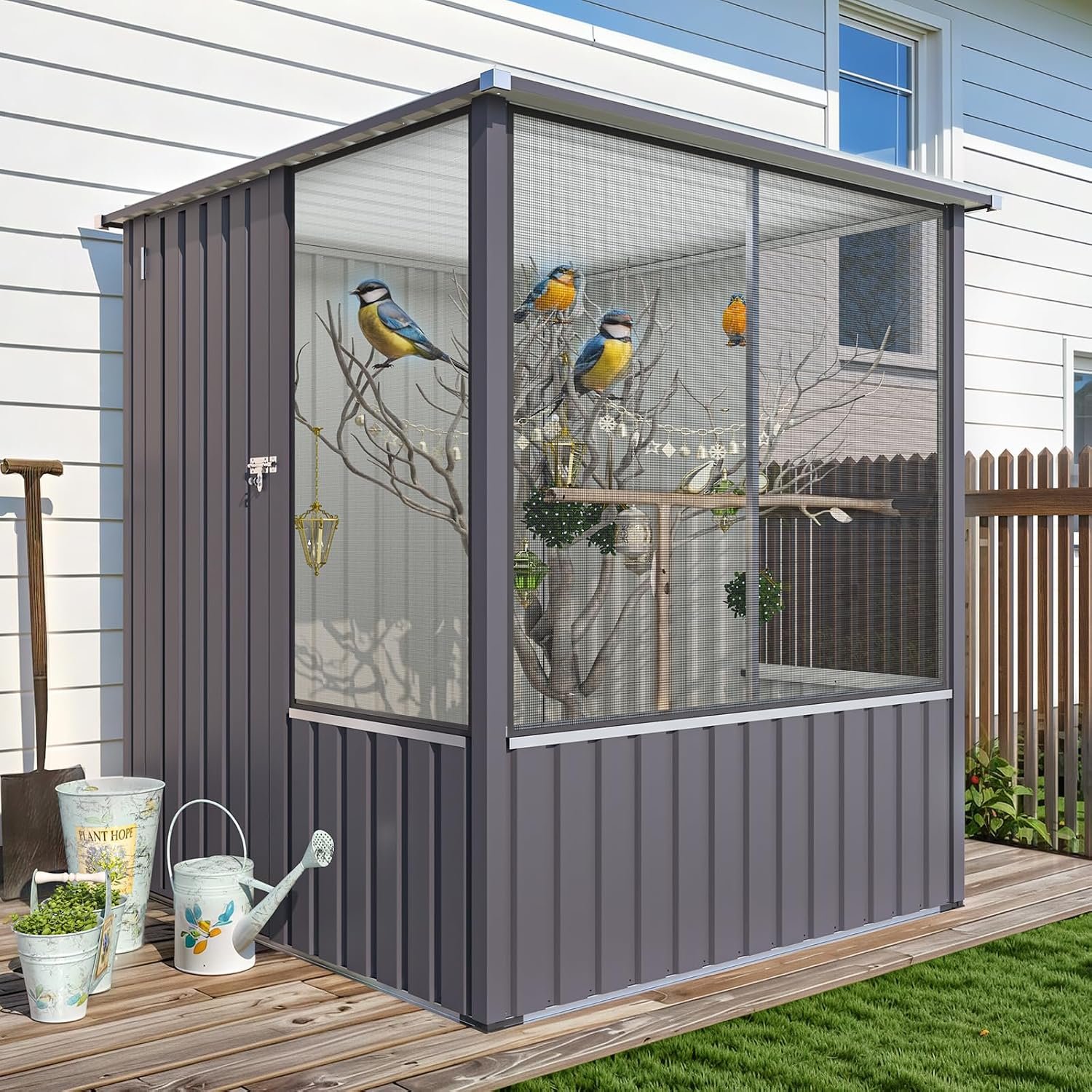 AECOJOY Outdoor Large Bird Cage, 5×5 Ft Aviary