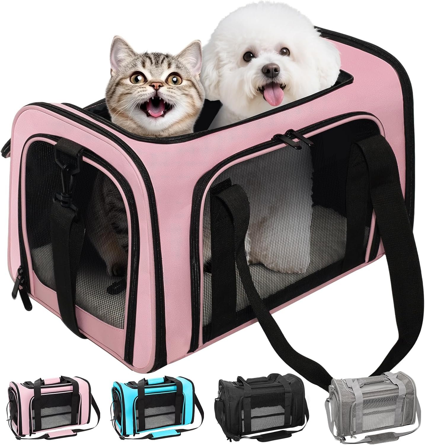 Soft-Sided Cat Carrier 20x13x13 in Expandable Travel Pet Bag 22LBS