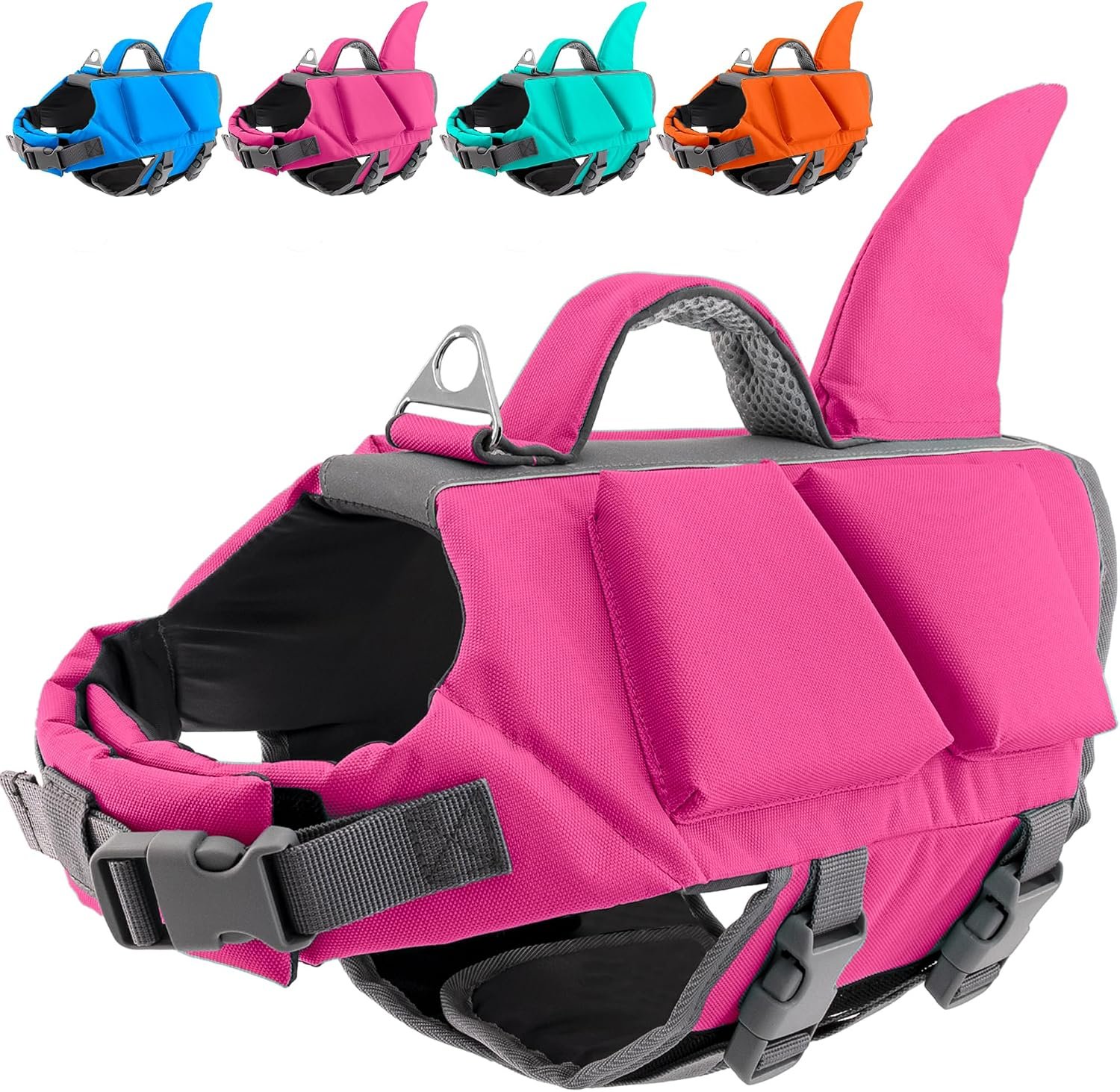 Fragralley Shark Fin Dog Life Jacket with Extra Foam, High Buoyancy Pet Safety Vest with Reflective Strips & Rescue Handle for Swimming Boating Beach, Ripstop Dog PFD Suit for Small Medium Large Dogs