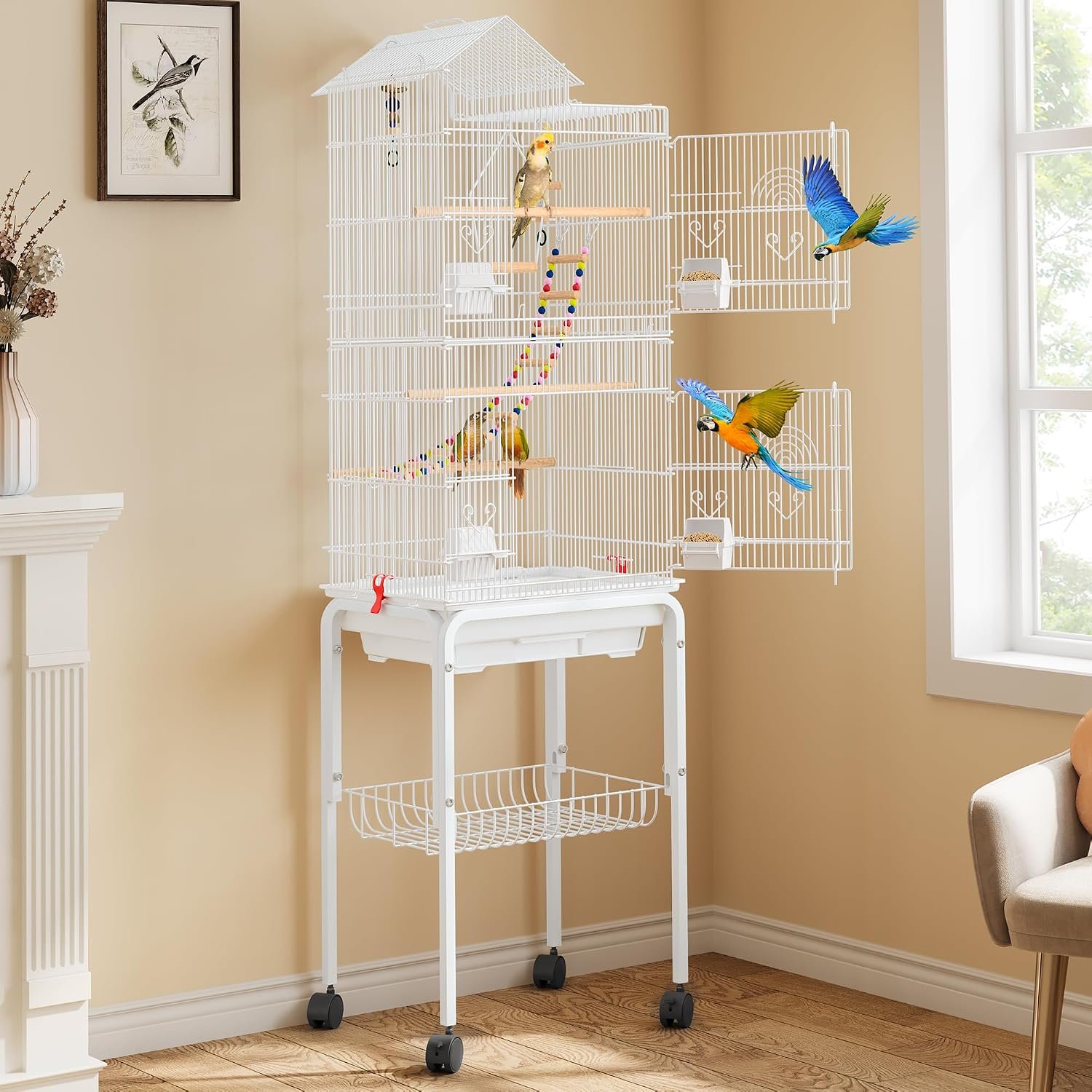 YITAHOME 62 inch Metal Bird Cage, Large Parakeet Cages