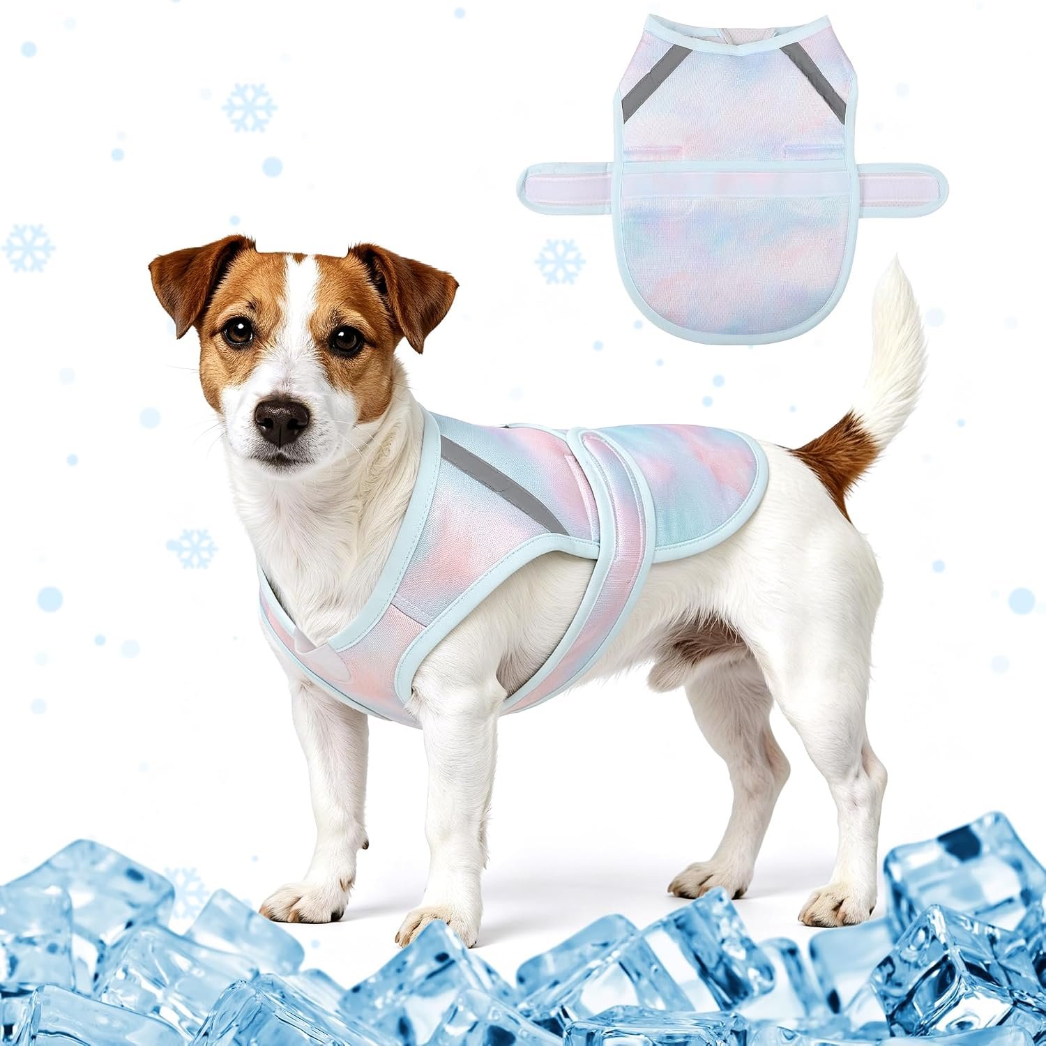 Dog Cooling Vest,Adjustable Lightweight Dog Cooler Jacket for Summer 3D Breathable Mesh Pet Cooling Shirts with Reflective Stripe UV Protection Pet T Shirt for Beach, Hiking, Walking
