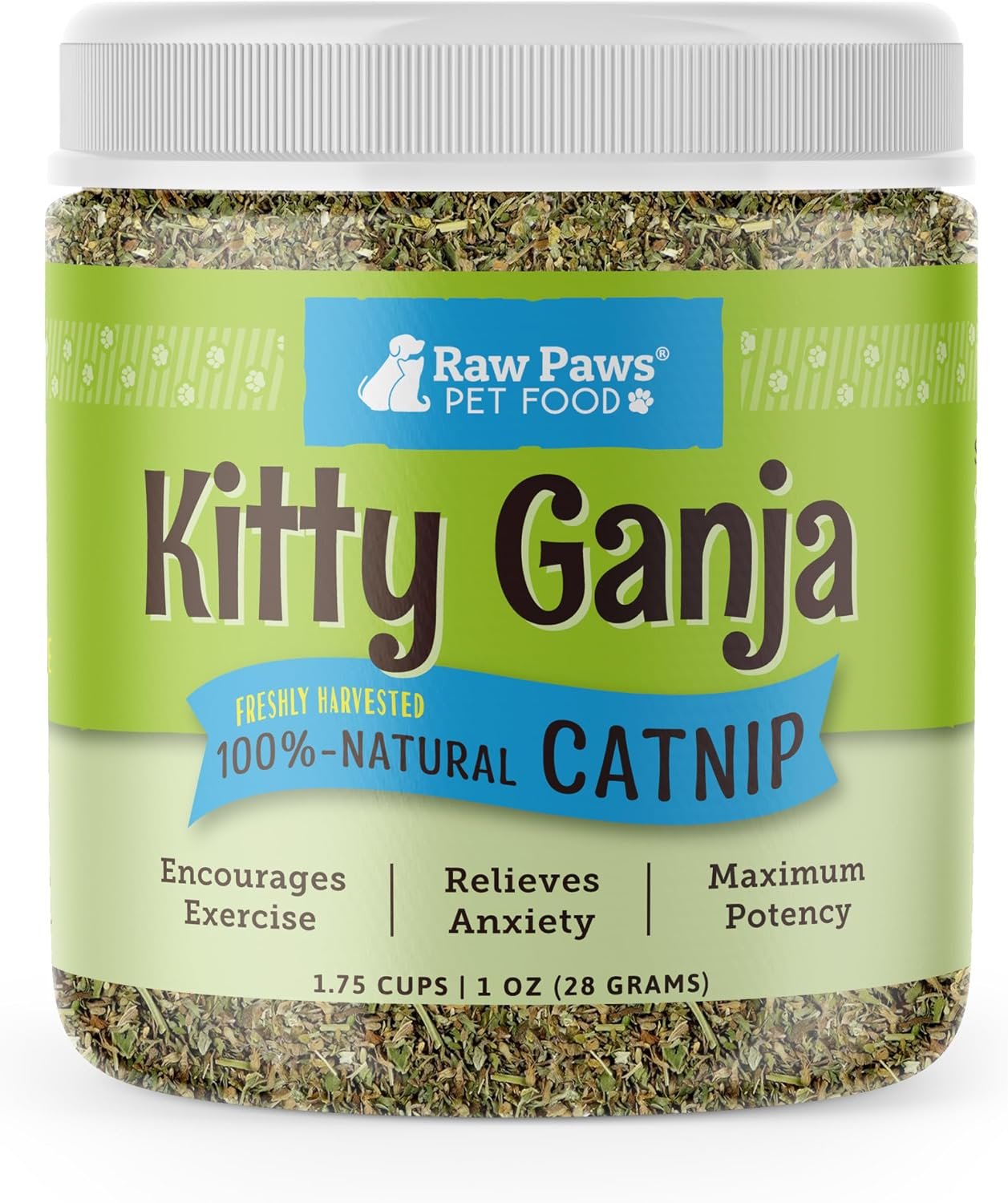 Raw Paws Dried Fresh Catnip for Cats, 1-oz (2 Cups) | Best Herbs for Refillable Catnip Toys for Cats – Natural Cat Nip for Cats