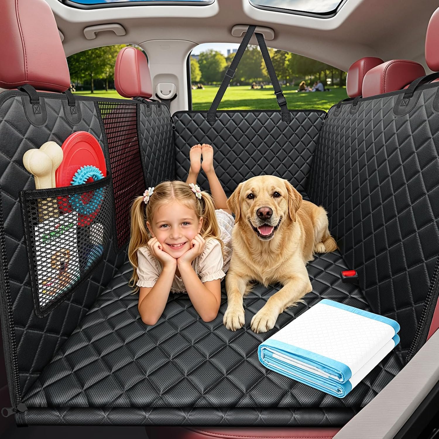 URPOWER Hard Bottom Dog Car Seat Cover for Back Seat, Waterproof Hammock