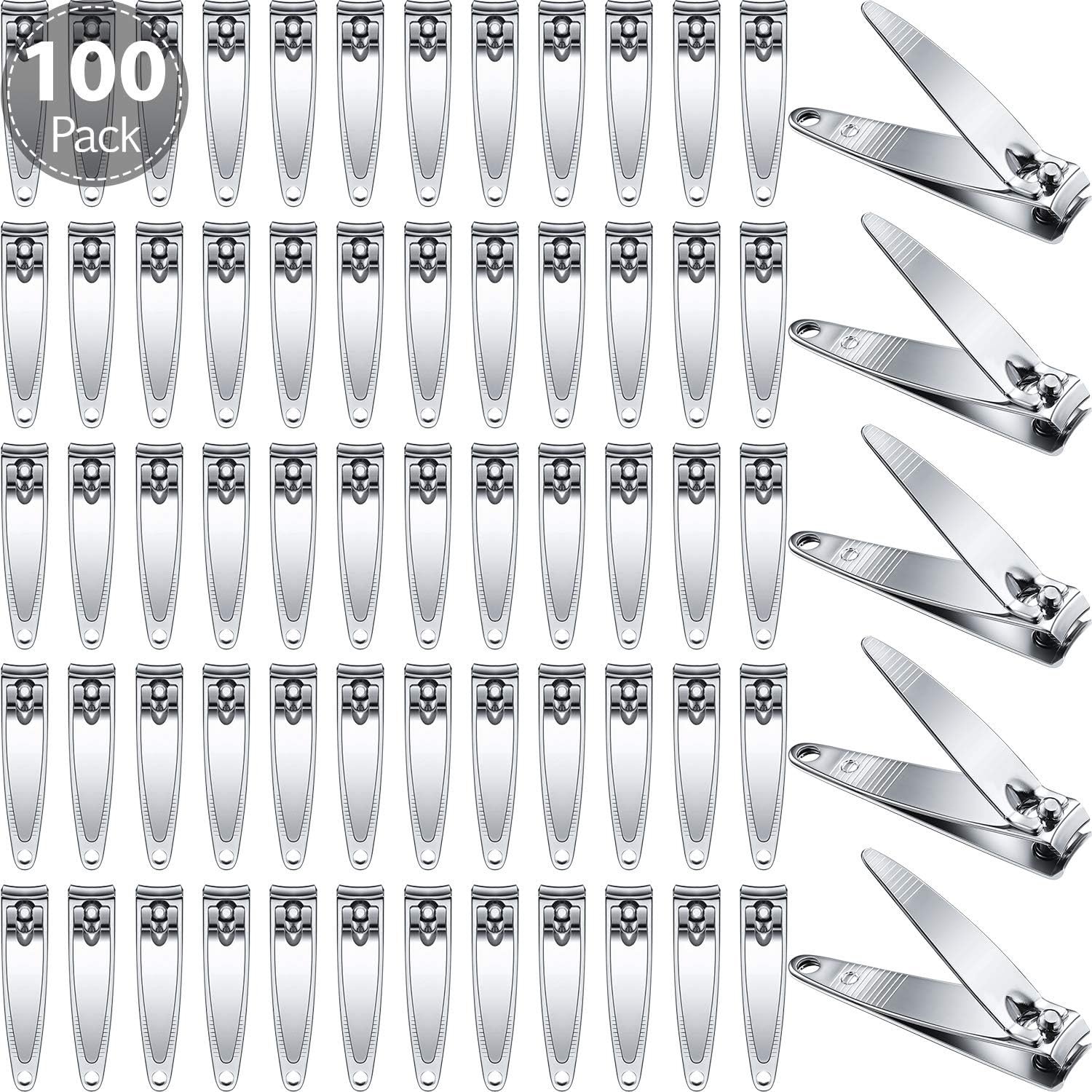 Mudder 100 Pieces Nail Clippers Bulk Stainless Steel,Silver